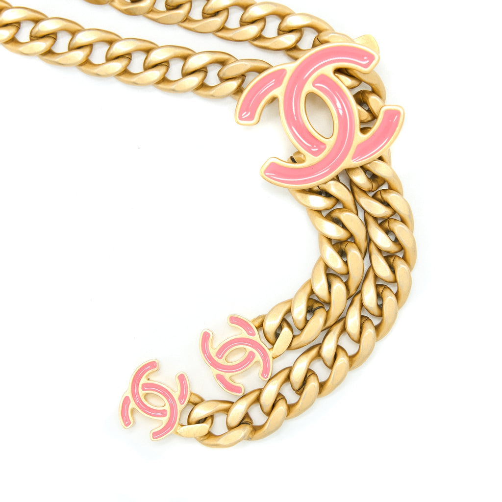 CHANEL MINI FLAP WAIST BAG ENAMEL LOGO LAMBSKIN PINK GHW