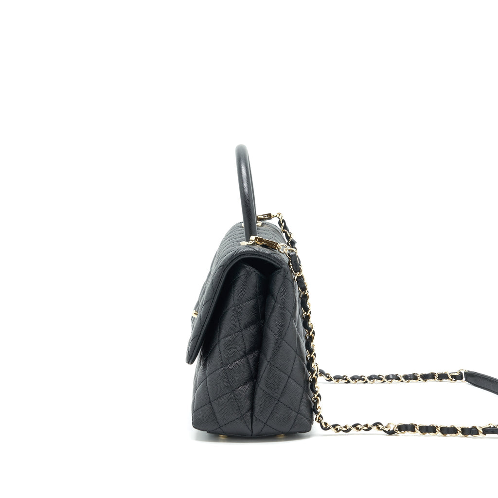 CHANEL MEDIUM COCO HANDLE 28CM CAVIAR BLACK LGHW