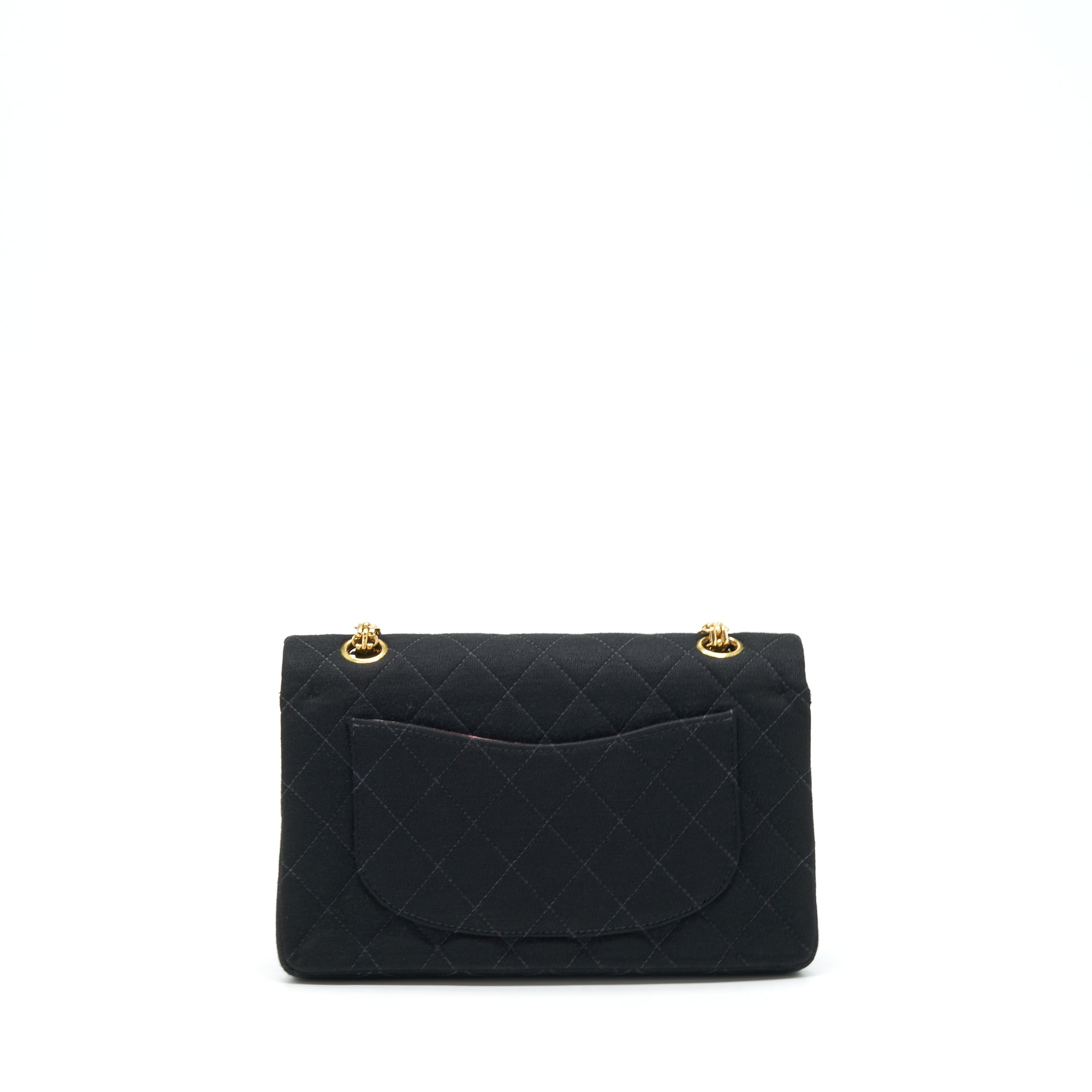 CHANEL VINTAGE SMALL CLASSIC FLAP BAG FABRIC BLACK RUTHENIUM GHW