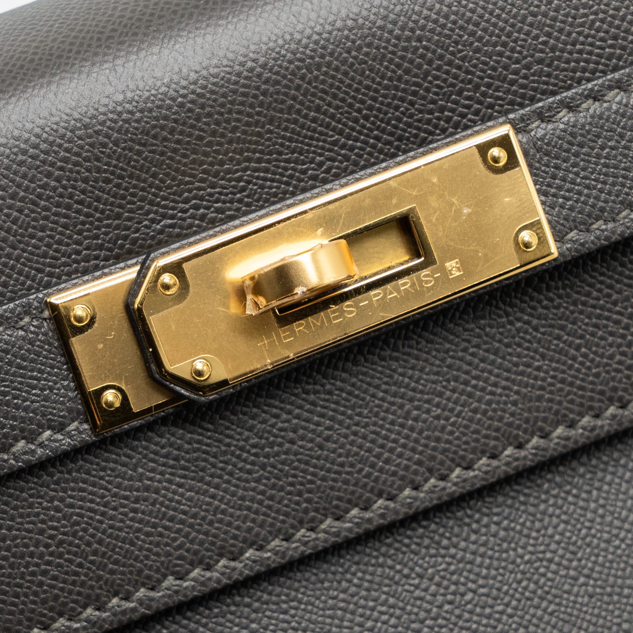 HERMES KELLY 28 MADAME LEATHER GRAPHITE GHW
