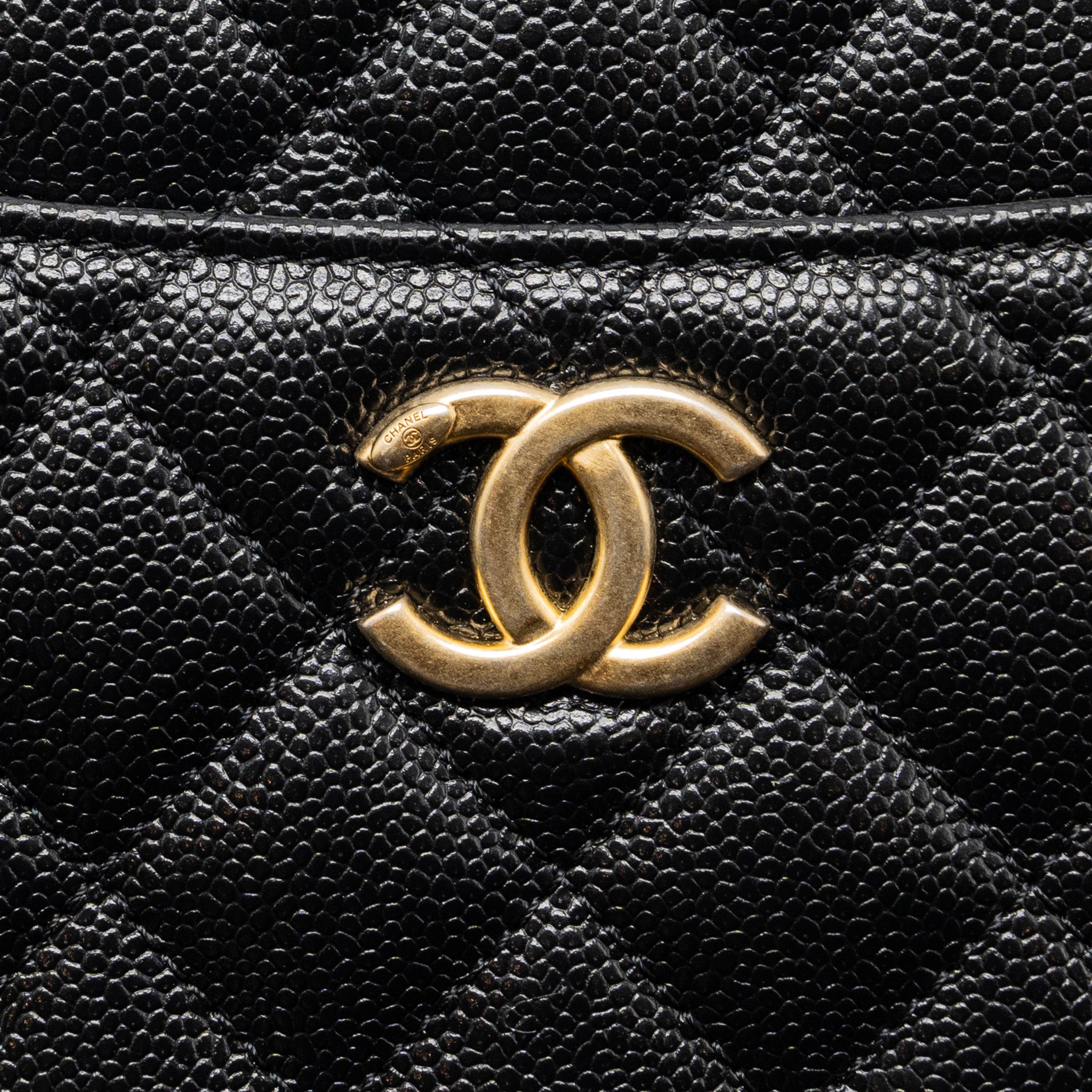 CHANEL 22S LETTER TOP HANDLE SMALL VANITY CASE CAVIAR BLACK BRUSHED GHW (MICROCHIP)