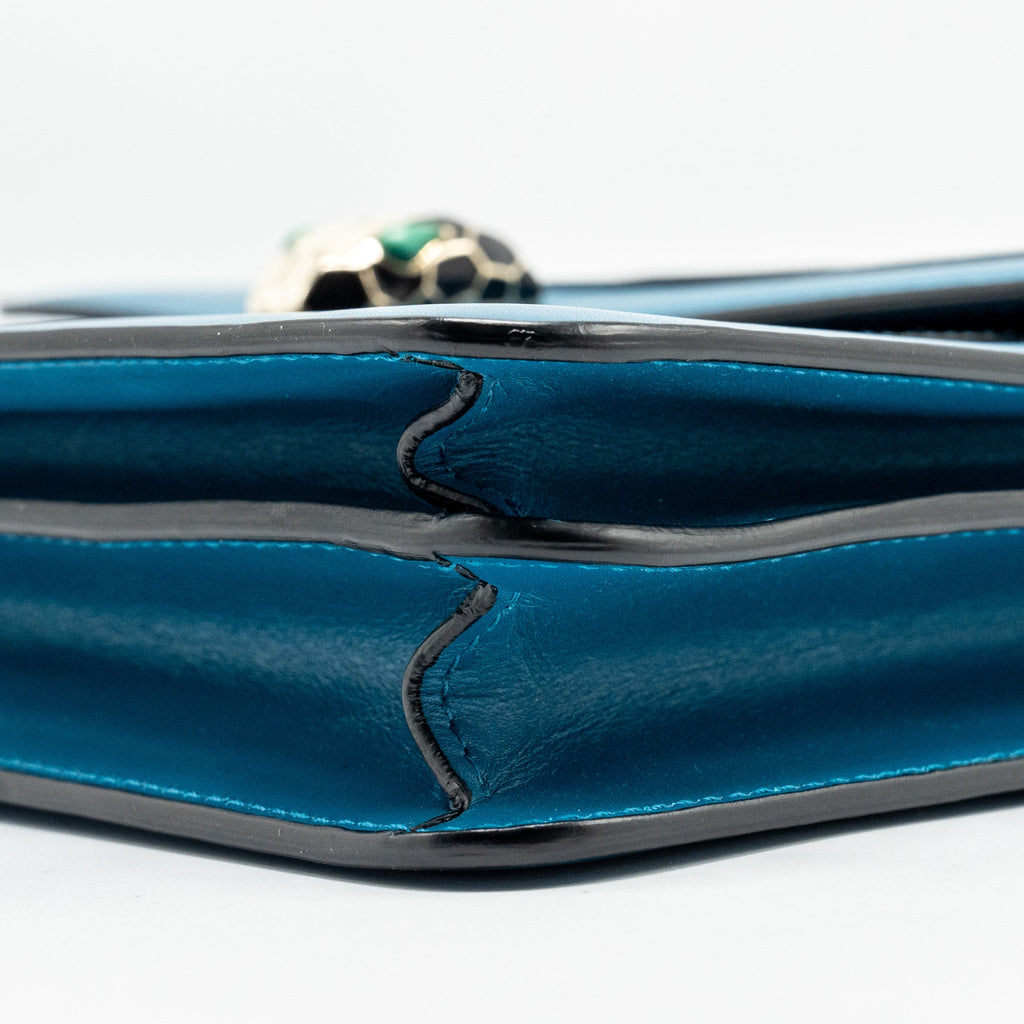 BVLGARI SERPENTI FOREVER FLAP BAG CALFSKIN BLUE GHW