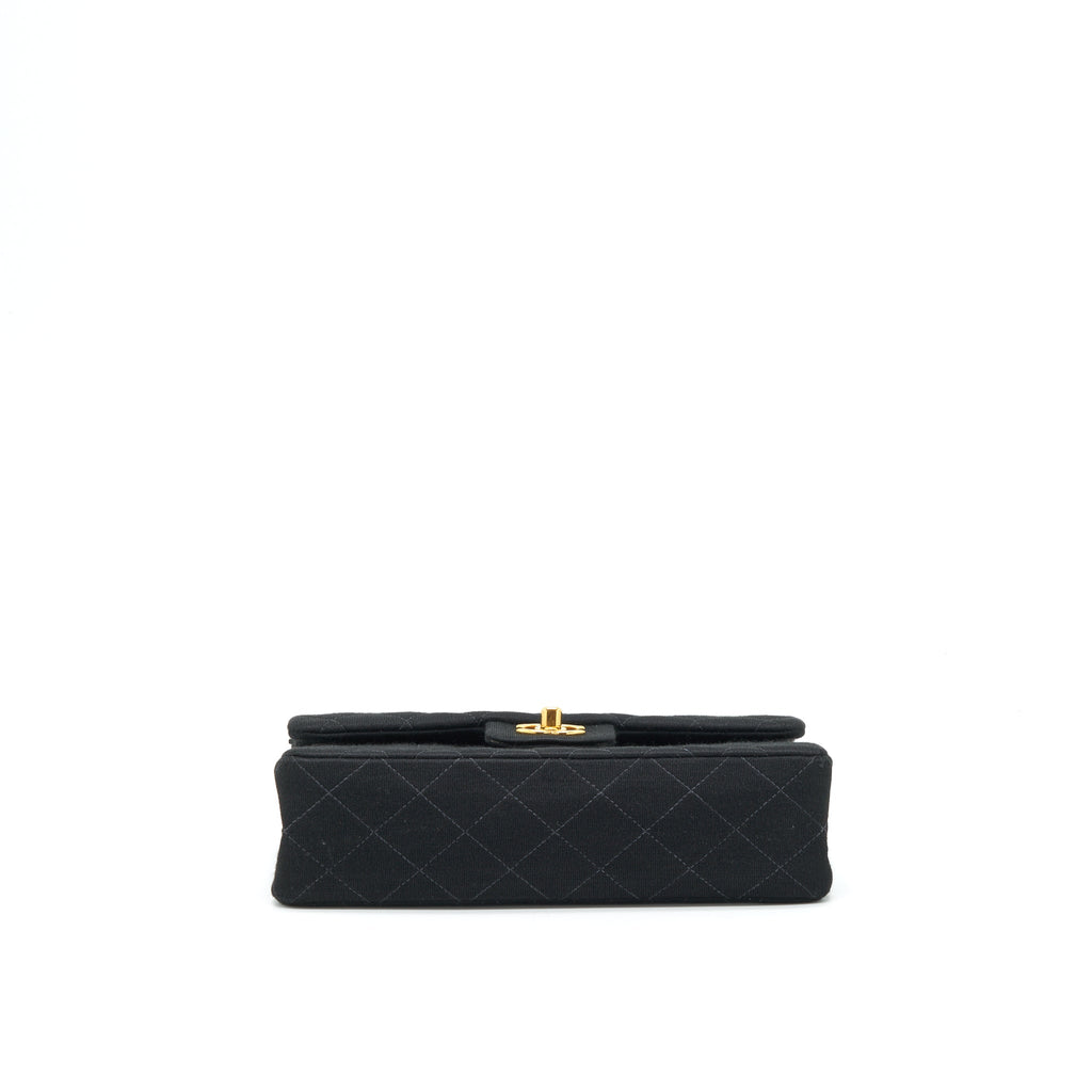 CHANEL VINTAGE SMALL CLASSIC FLAP BAG FABRIC BLACK RUTHENIUM GHW