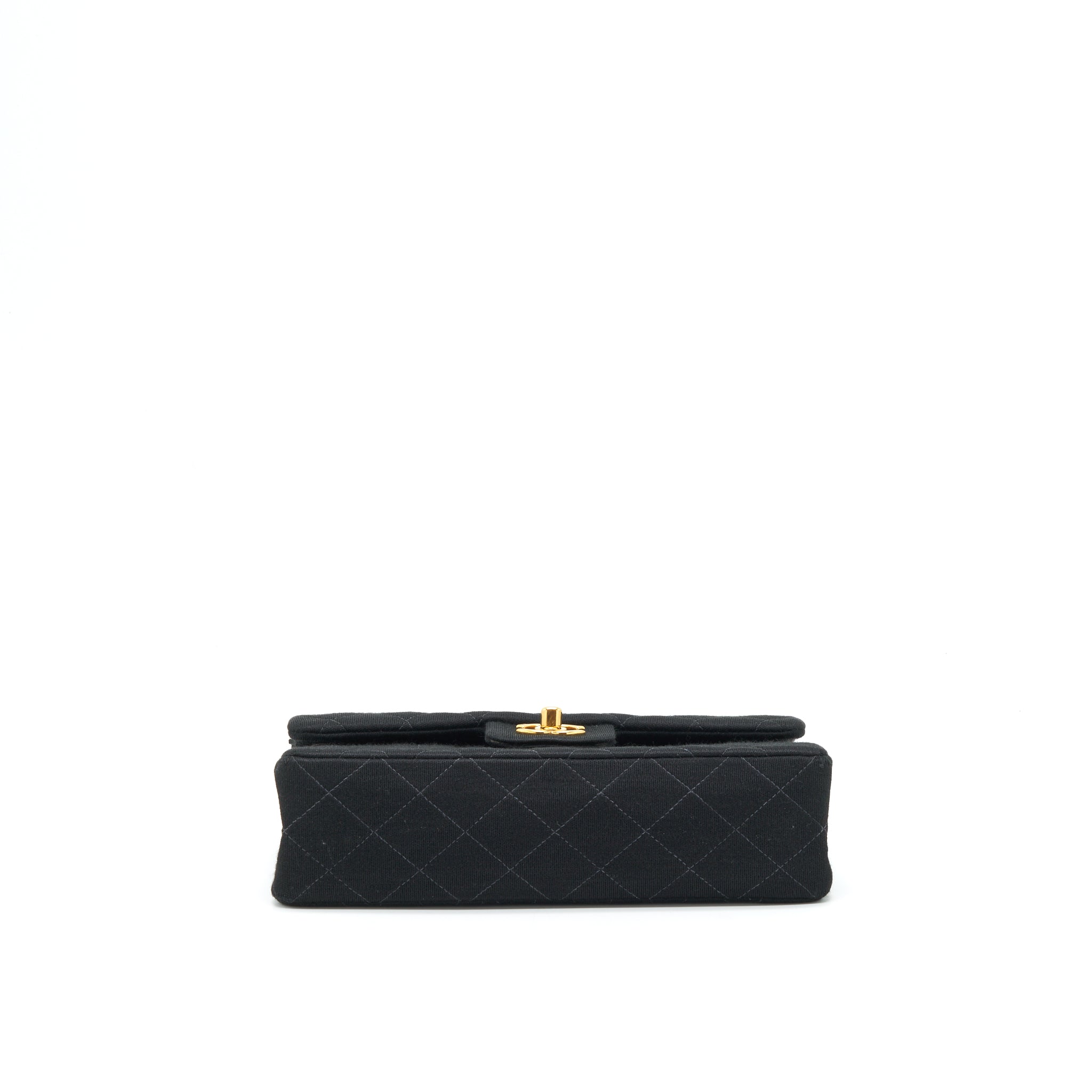 CHANEL VINTAGE SMALL CLASSIC FLAP BAG FABRIC BLACK RUTHENIUM GHW