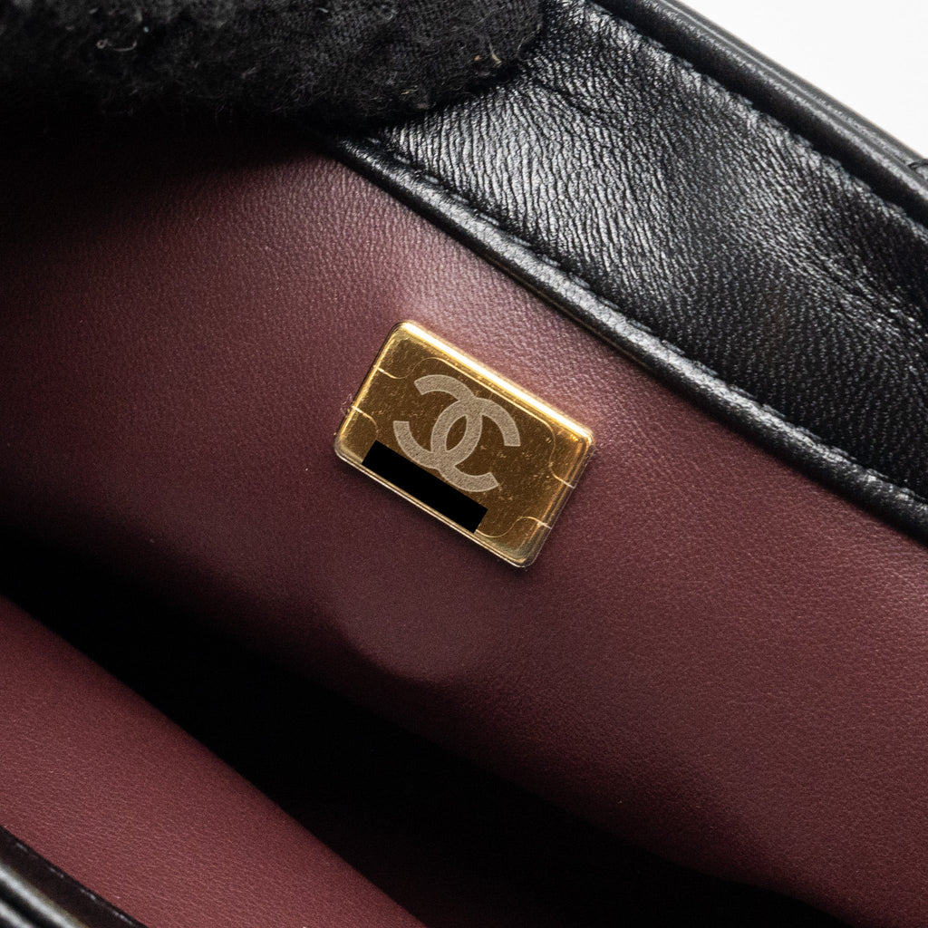 CHANEL TRENDY CC FLAP BAG WITH TOP HANDLE LAMBSKIN BLACK LGHW (MICROCHIP)