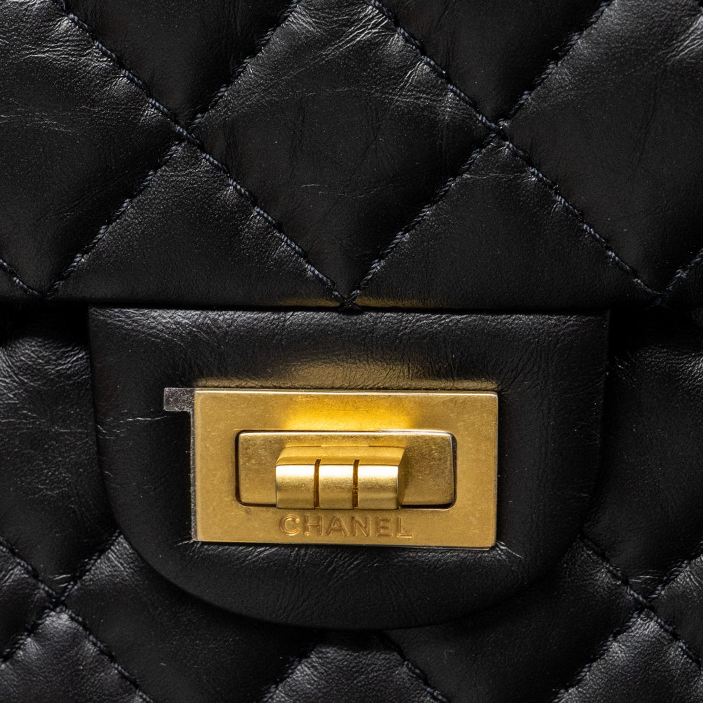 CHANEL MINI 2.55 REISSUE FLAP BAG AGED CALFSKIN BLACK GHW (MICROCHIP)