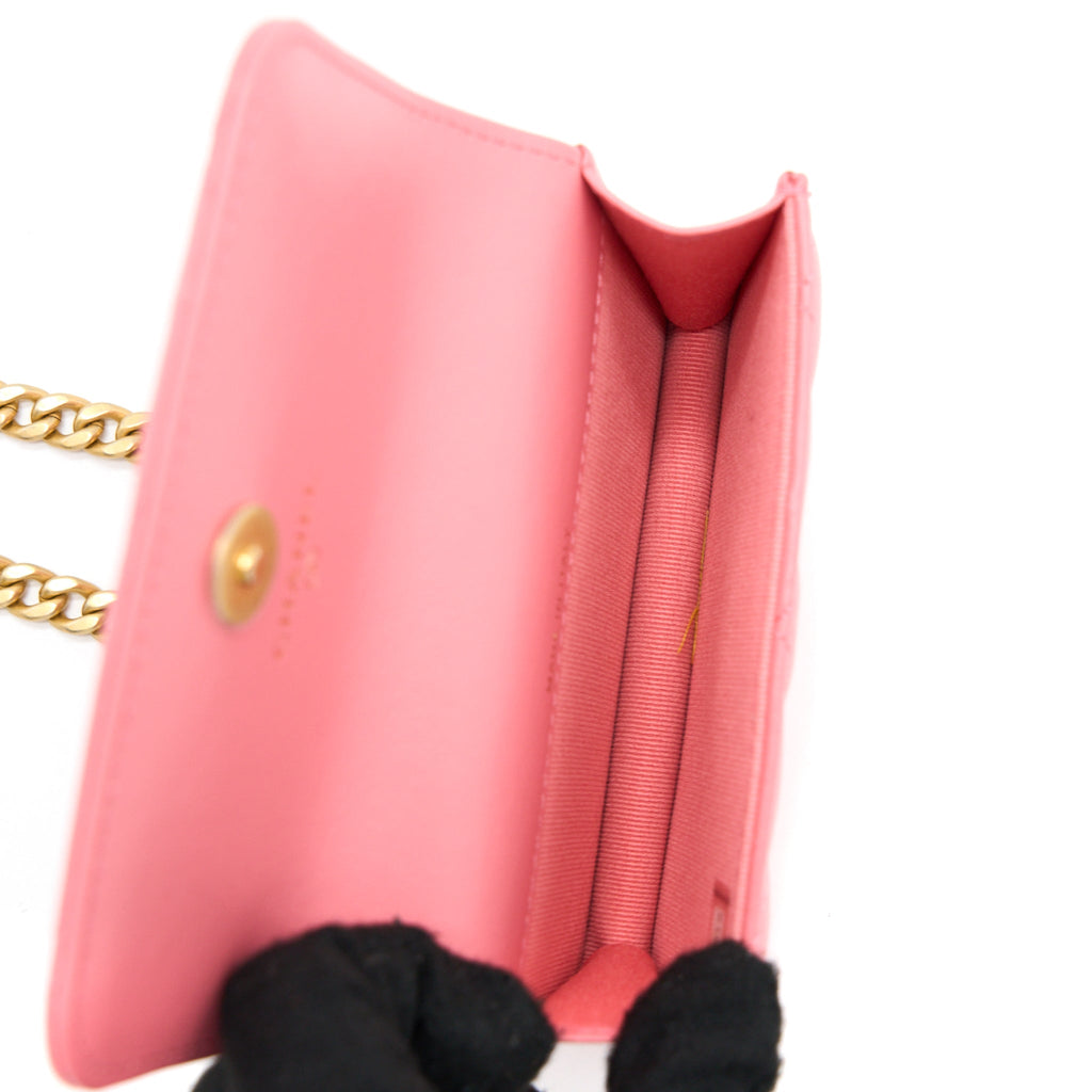 CHANEL MINI FLAP WAIST BAG ENAMEL LOGO LAMBSKIN PINK GHW