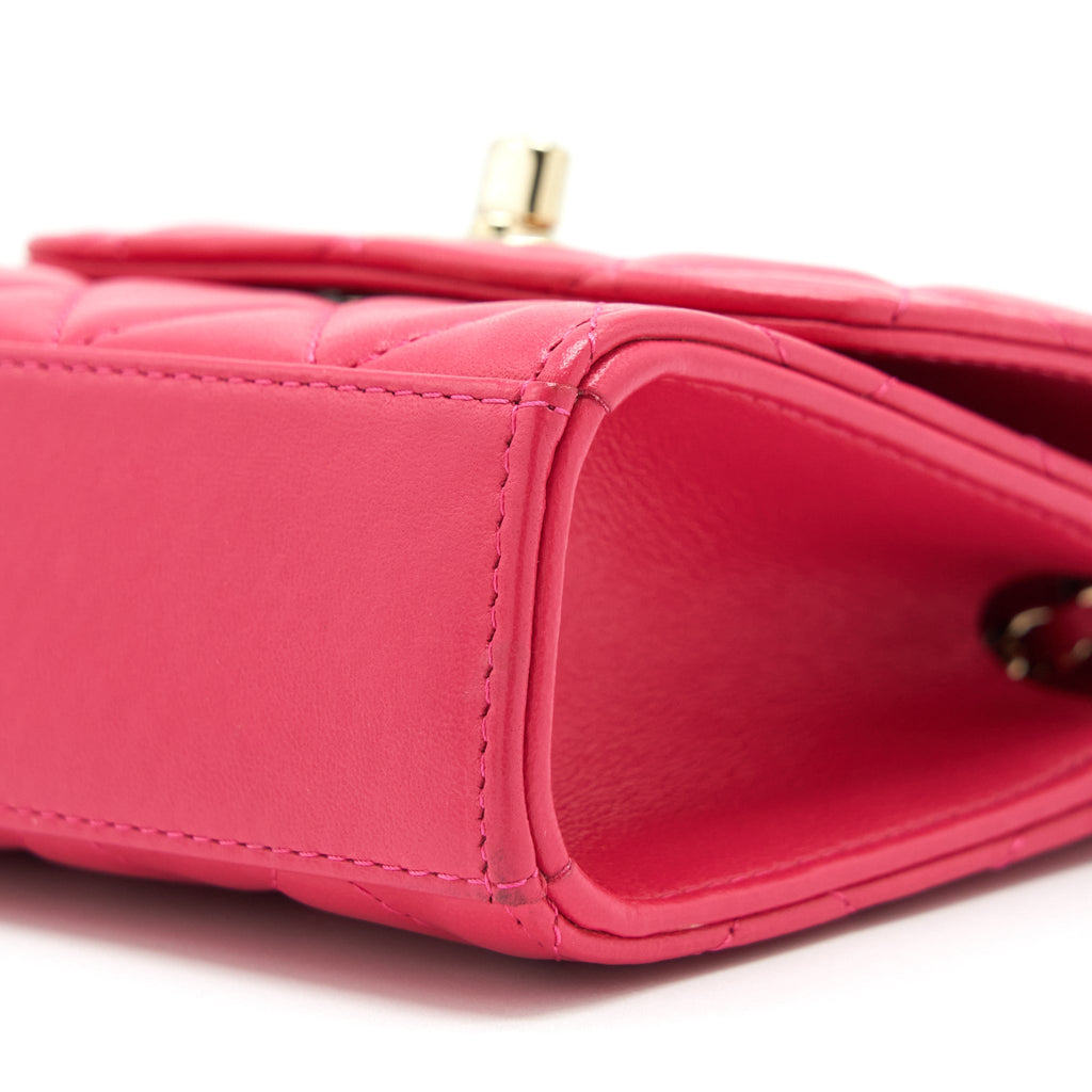 CHANEL MINI TRENDY CC WALLET ON CHAIN LAMBSKIN PINK LGHW