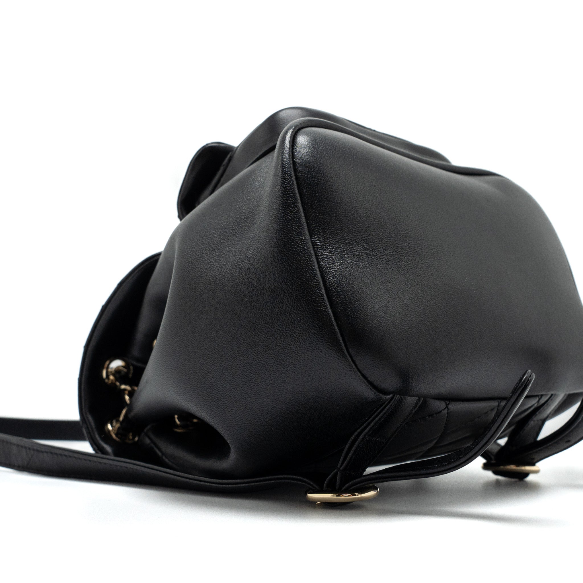 CHANEL MINI DUMA BACKPACK LAMBSKIN BLACK LGHW (MICROCHIP)