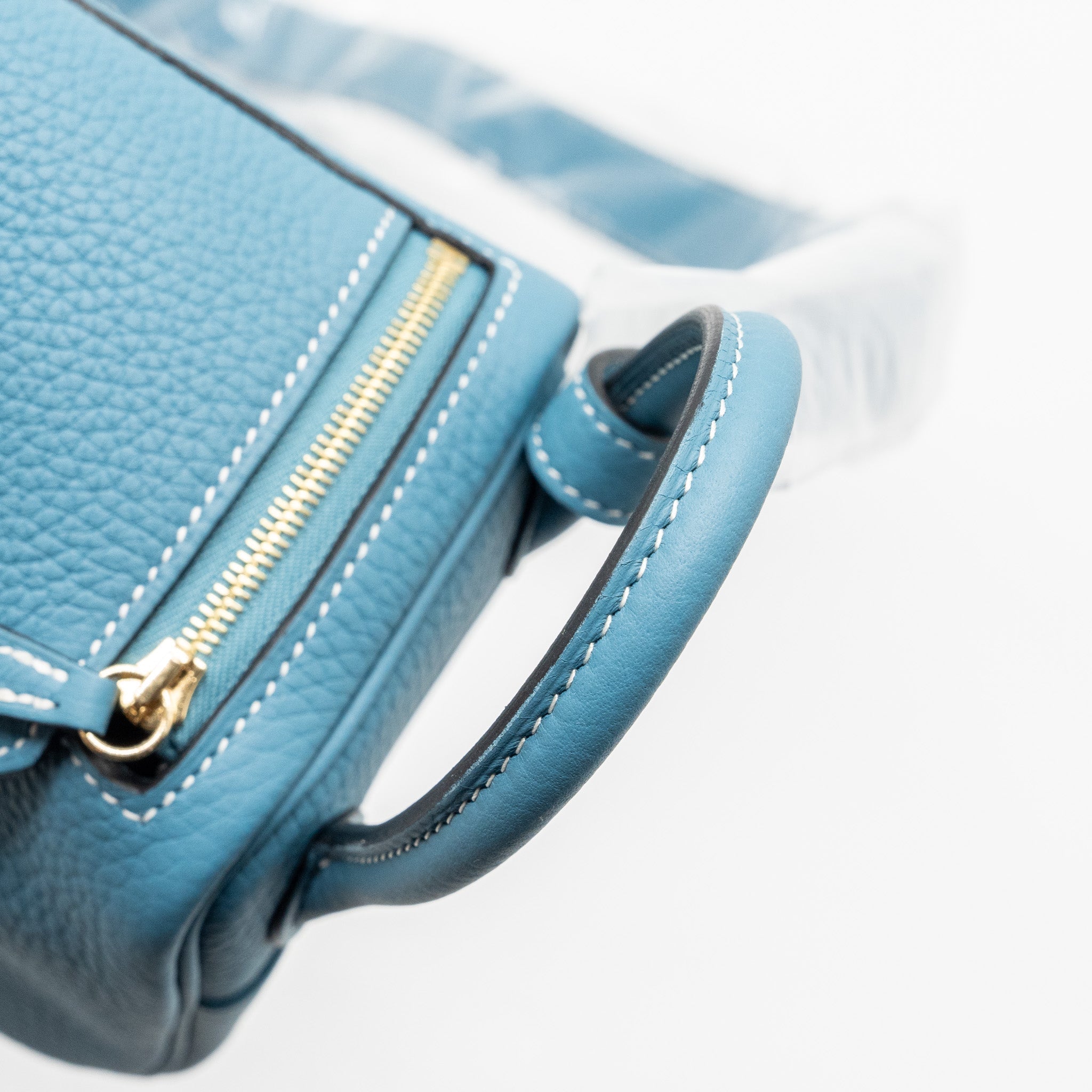 HERMES MINI LINDY CLEMENCE BLUE JEANS GHW