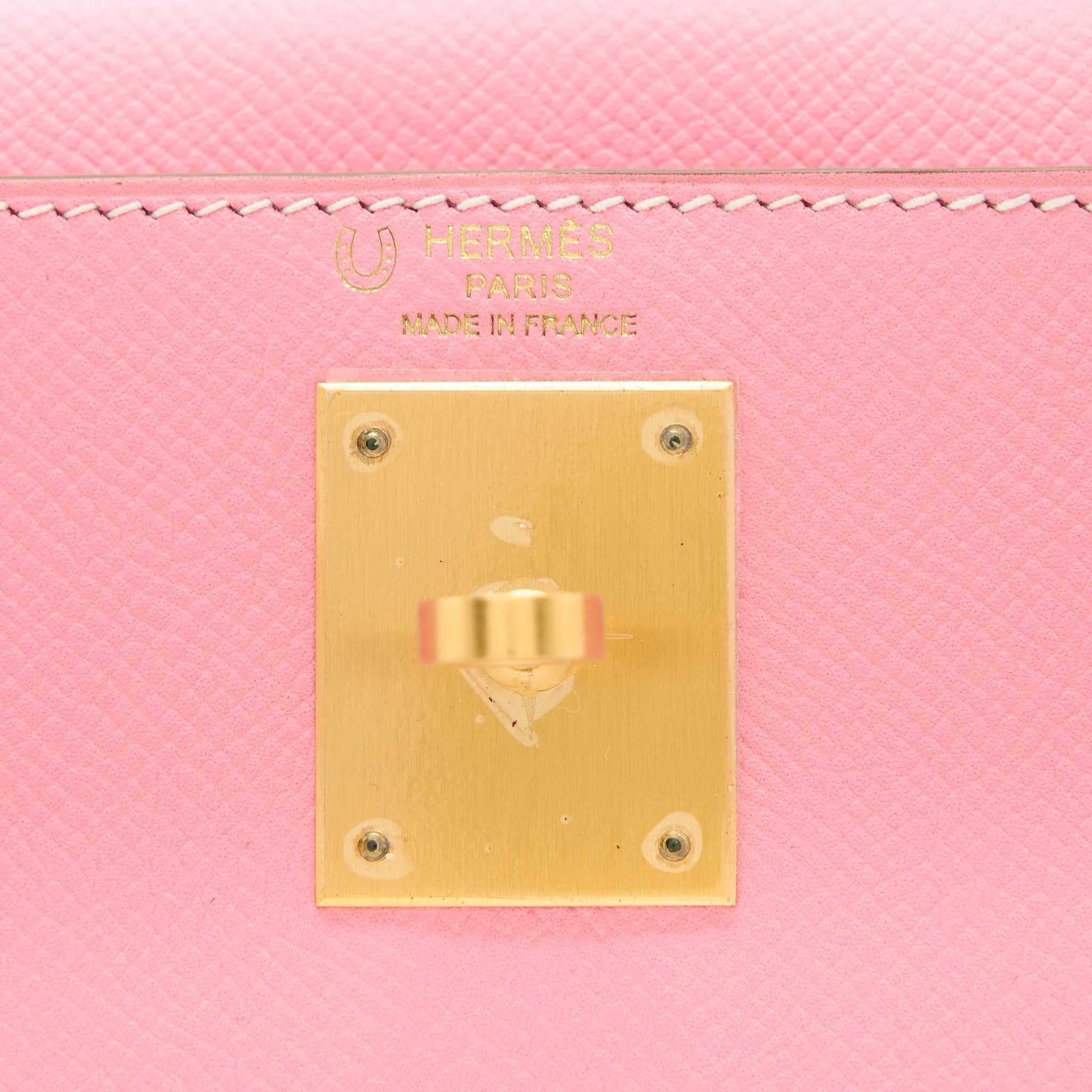 HERMES KELLY 28 SPECIAL ORDER EPSOM BLANC/ROSE CONFETTI BRUSHED GHW