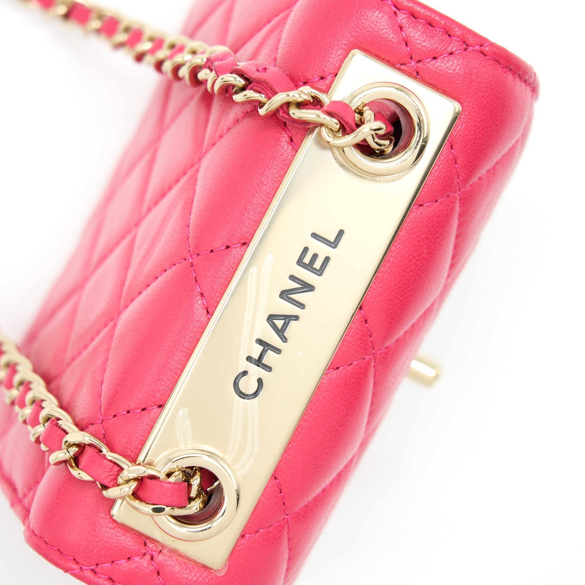 CHANEL MINI TRENDY CC WALLET ON CHAIN LAMBSKIN PINK LGHW