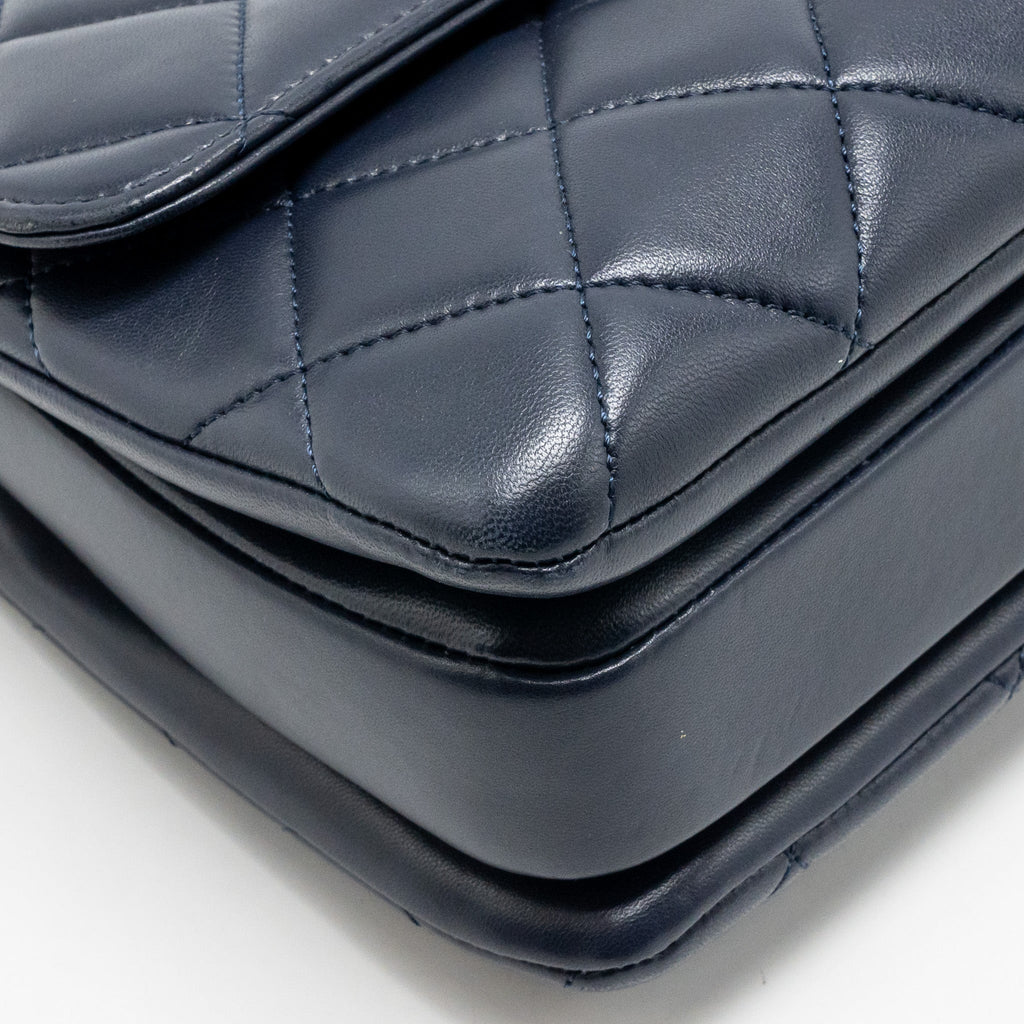 CHANEL SMALL TRENDY CC FLAP BAG LAMBSKIN BLUE LGHW