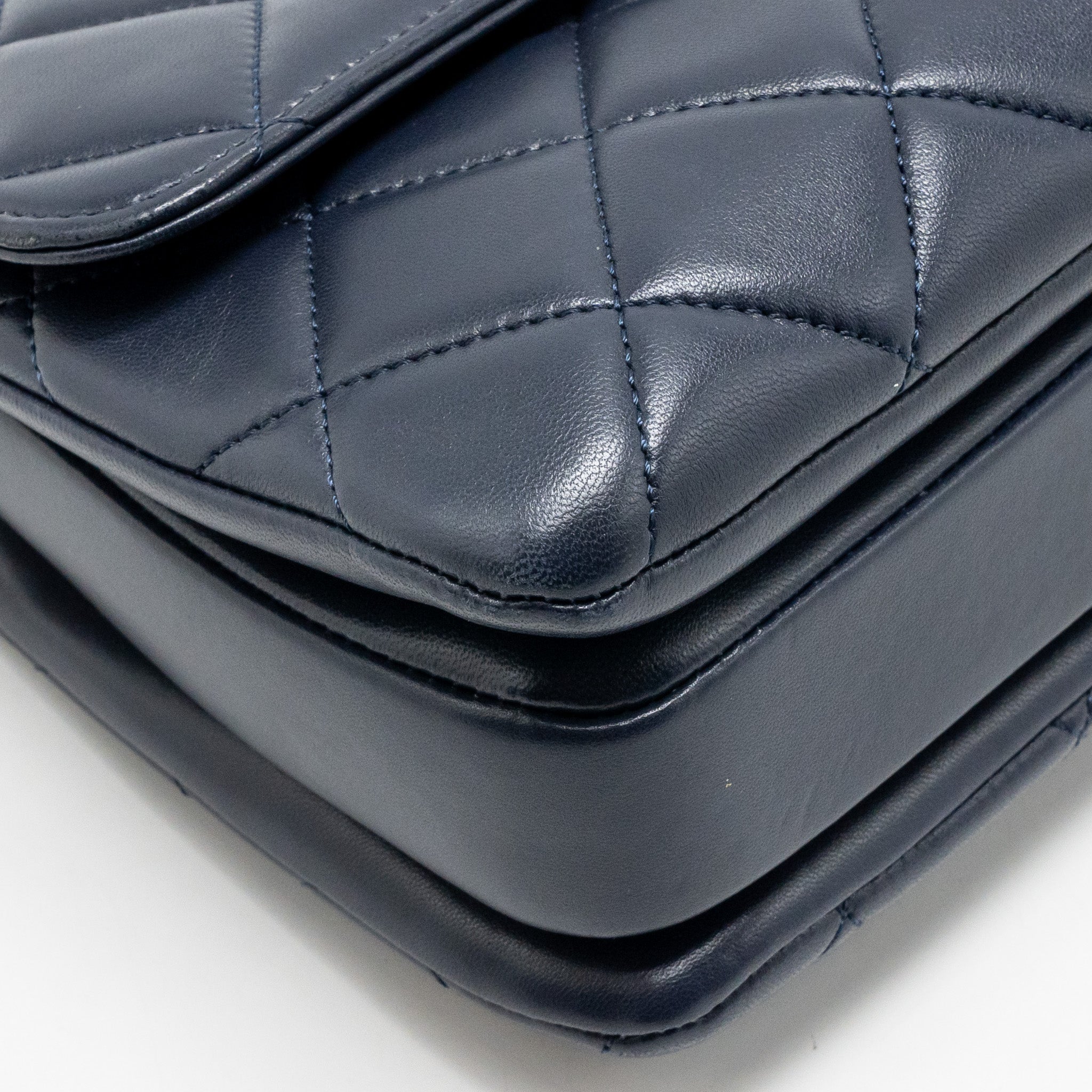 CHANEL SMALL TRENDY CC FLAP BAG LAMBSKIN BLUE LGHW