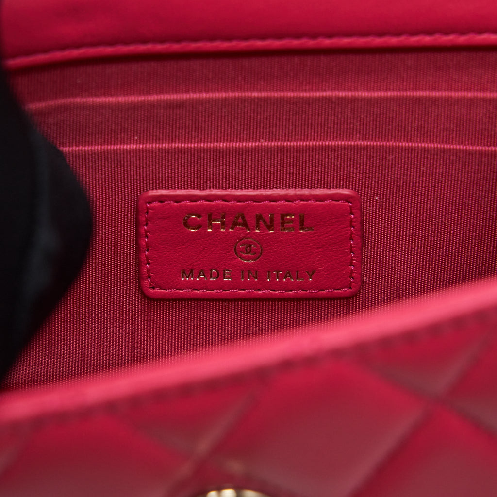 CHANEL MINI TRENDY CC WALLET ON CHAIN LAMBSKIN PINK LGHW