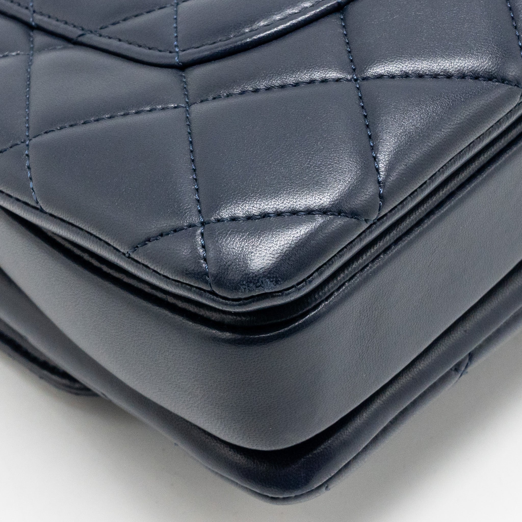 CHANEL SMALL TRENDY CC FLAP BAG LAMBSKIN BLUE LGHW