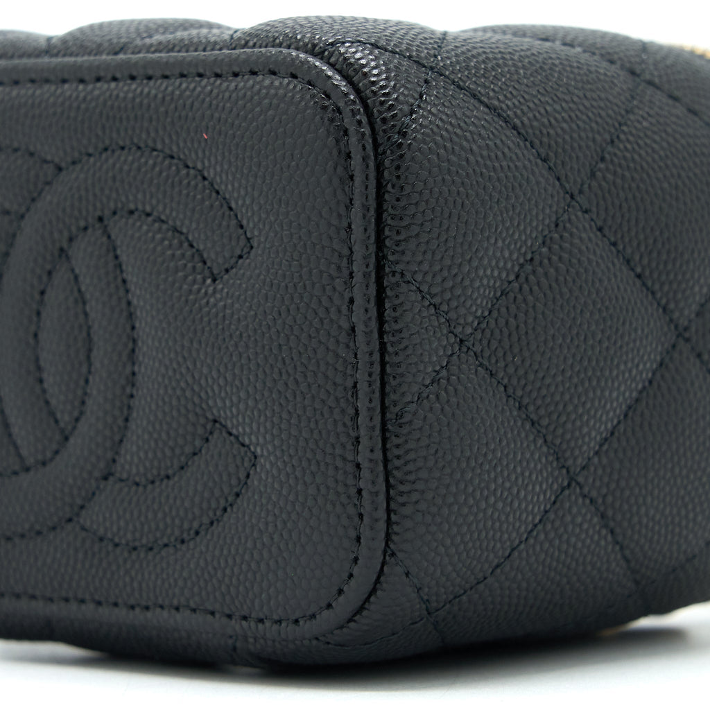 CHANEL MINI SQUARE VANITY CASE CAVIAR BLACK LGHW (MICROCHIP)