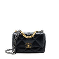 CHANEL SMALL 19 BAG LAMBSKIN BLACK MULTICOLOUR HARDWARE (MICROCHIP)