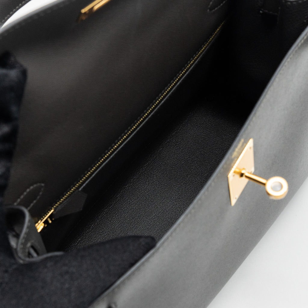 HERMES KELLY 28 MADAME LEATHER GRAPHITE GHW