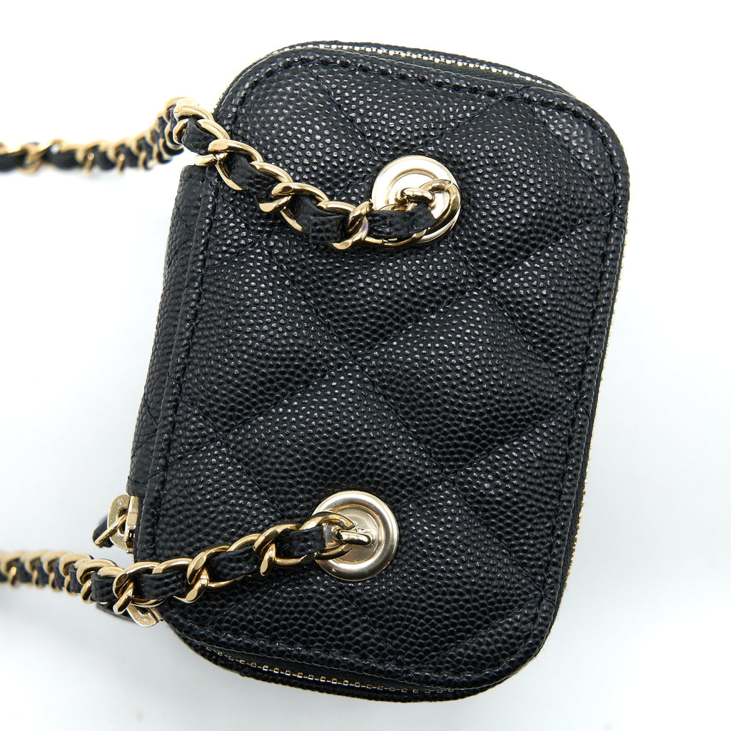 CHANEL MINI SQUARE VANITY CASE CAVIAR BLACK LGHW (MICROCHIP)