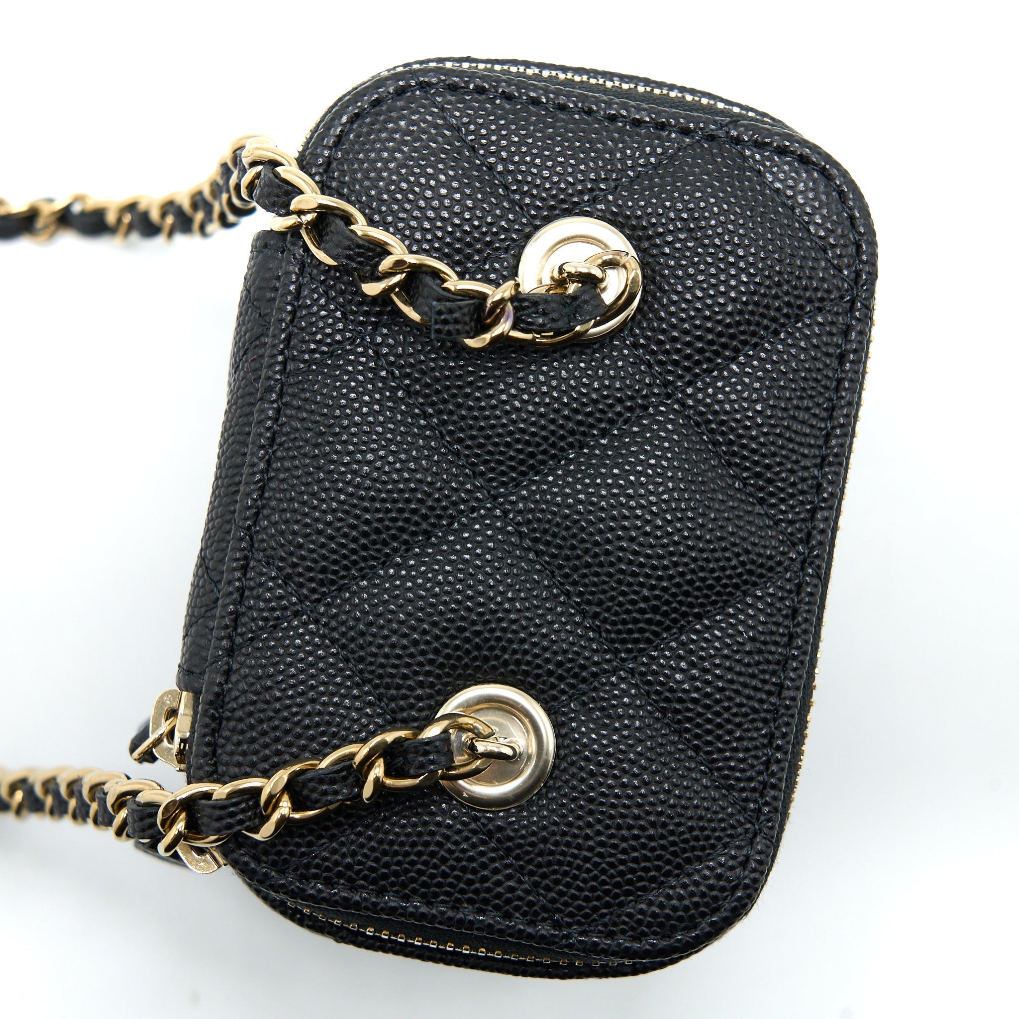CHANEL MINI SQUARE VANITY CASE CAVIAR BLACK LGHW (MICROCHIP)