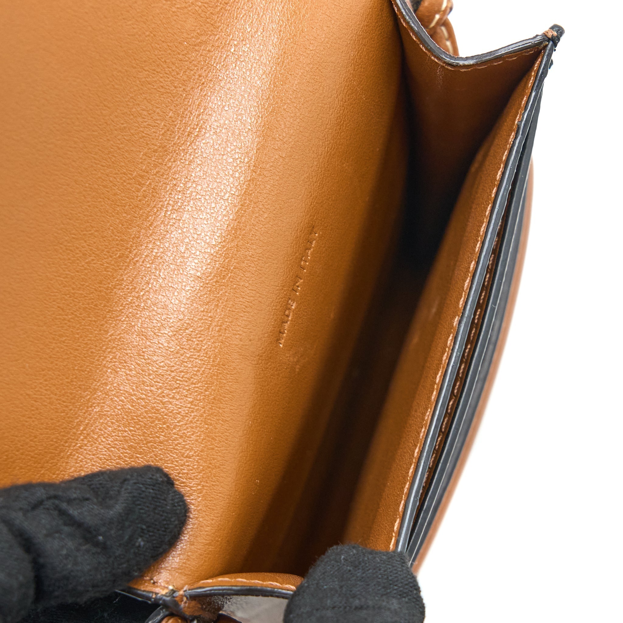 CELINE CROSSBODY VERTICAL PHONE CASE IN TRIOMPHE CANVAS/LAMBSKIN TAN