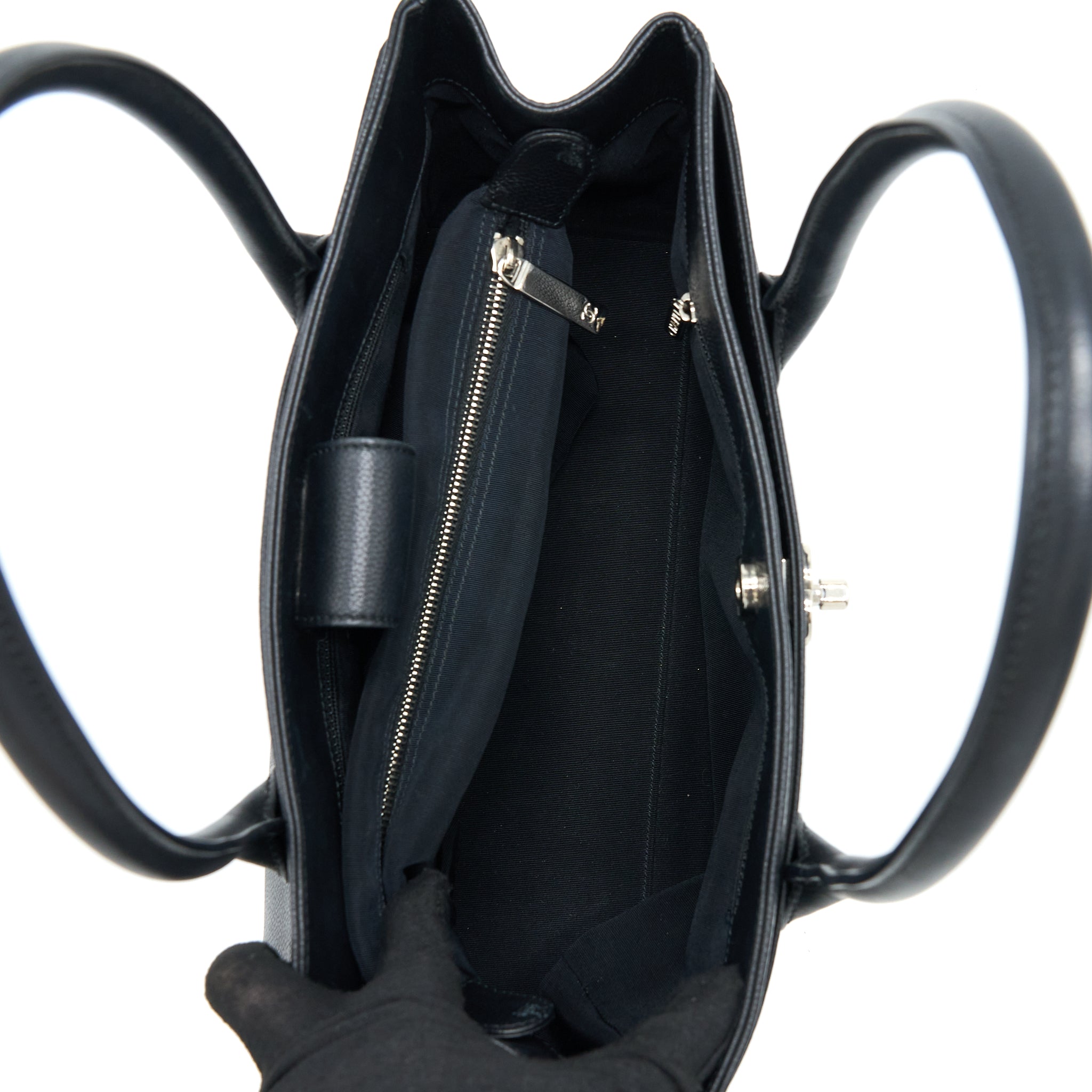 CHANEL CERF TOTE BAG GRAINED CALFSKIN BLACK SHW