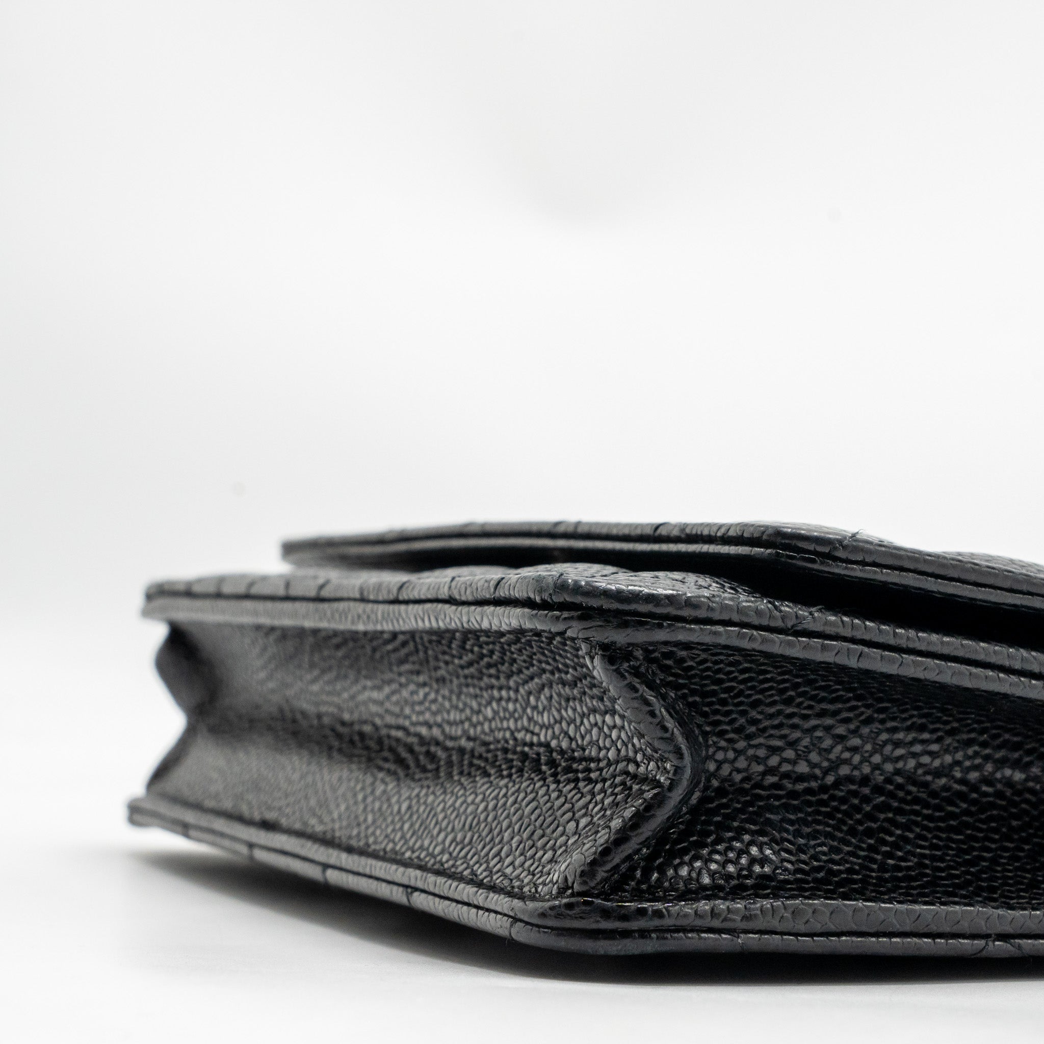 CHANEL CLASSIC WALLET ON CHAIN CAVIAR BLACK SHW (MICROCHIP)