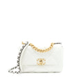CHANEL SMALL 19 BAG GOATSKIN WHITE MULTICOLOUR HARDWARE