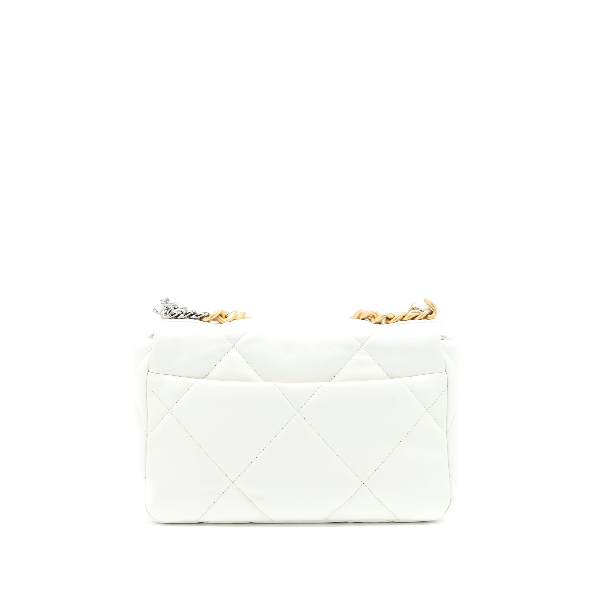 CHANEL SMALL 19 BAG GOATSKIN WHITE MULTICOLOUR HARDWARE
