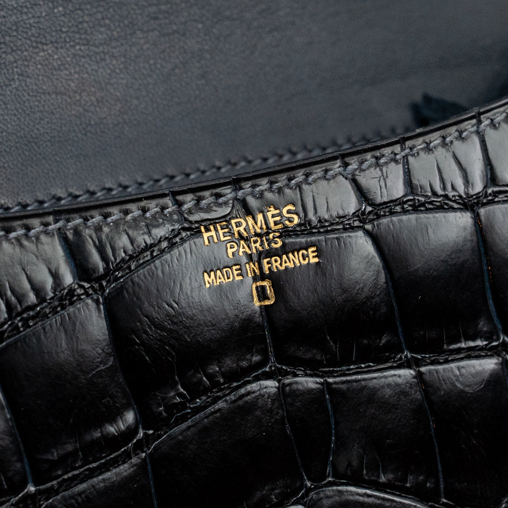 HERMES VINTAGE CONSTANCE 24 SHINY ALLIGATOR DARK BLUE GHW