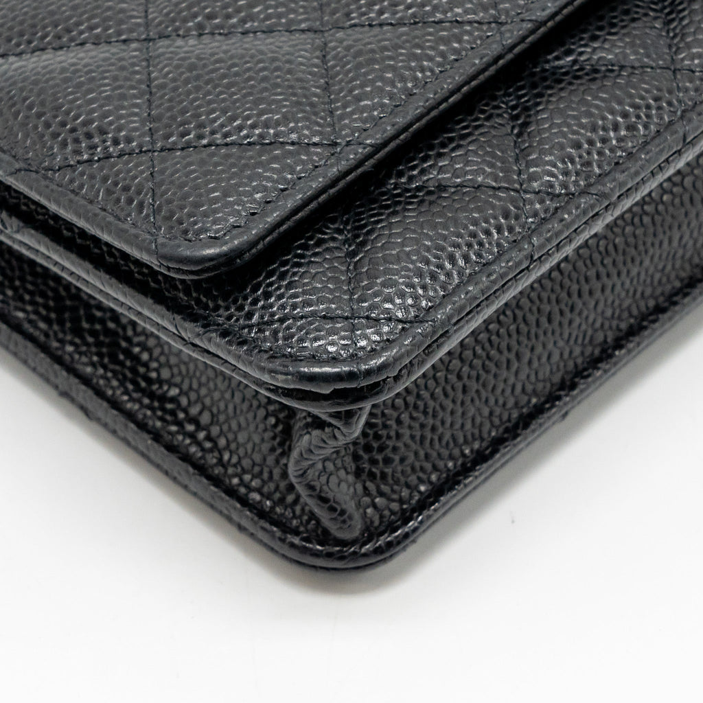 CHANEL CLASSIC WALLET ON CHAIN CAVIAR BLACK SHW (MICROCHIP)