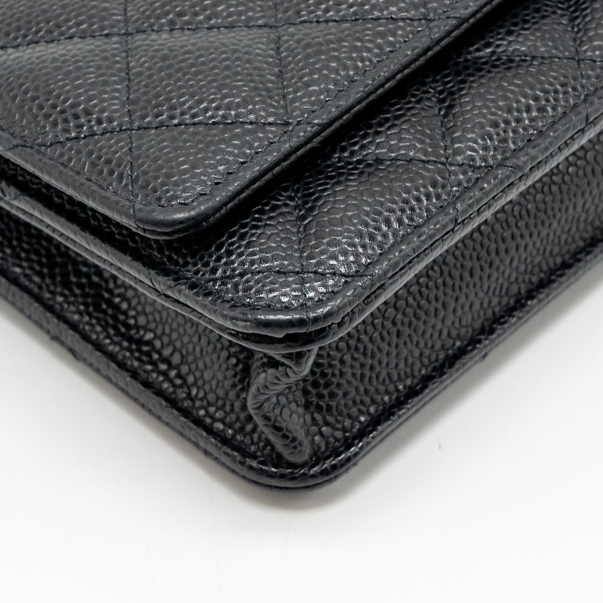 CHANEL CLASSIC WALLET ON CHAIN CAVIAR BLACK SHW (MICROCHIP)