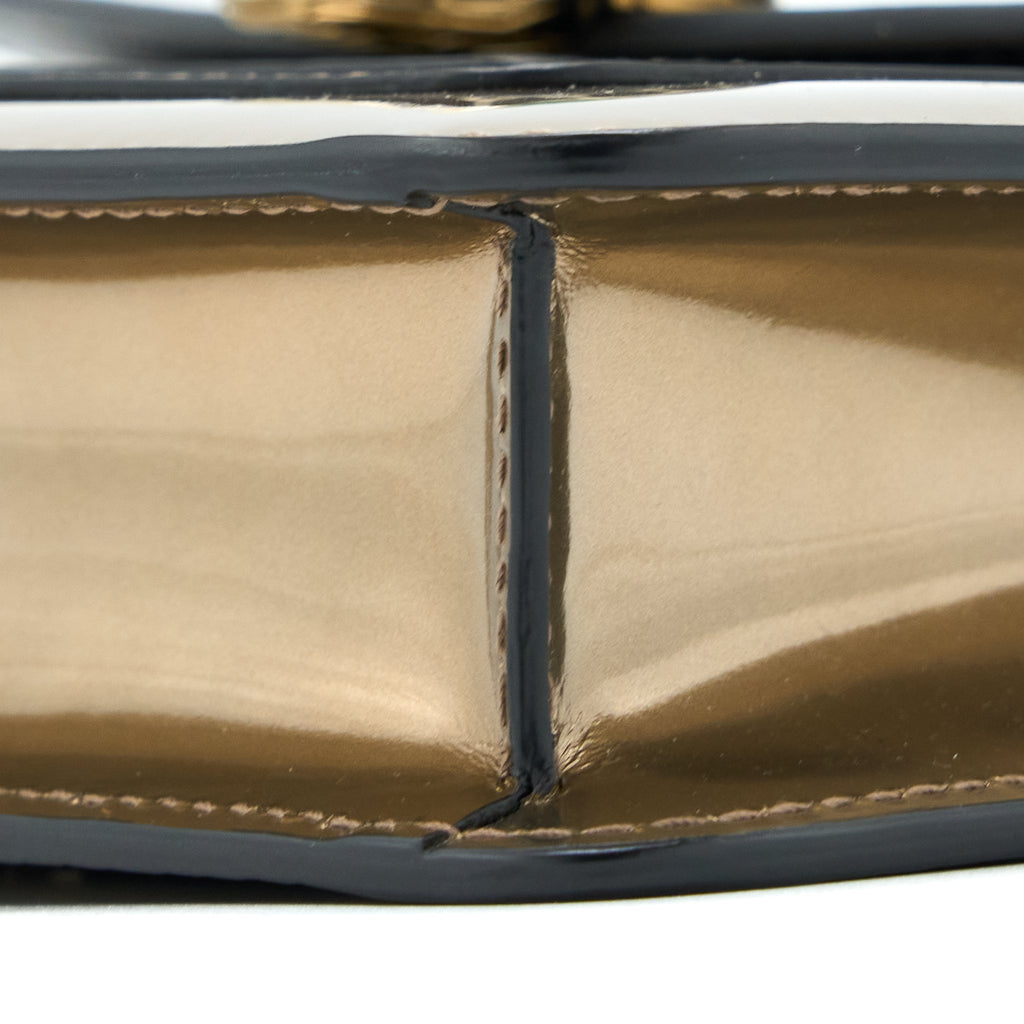 BVLGARI SERPENTI FOREVER SHOULDER BAG PATENT METALLIC GOLD GHW