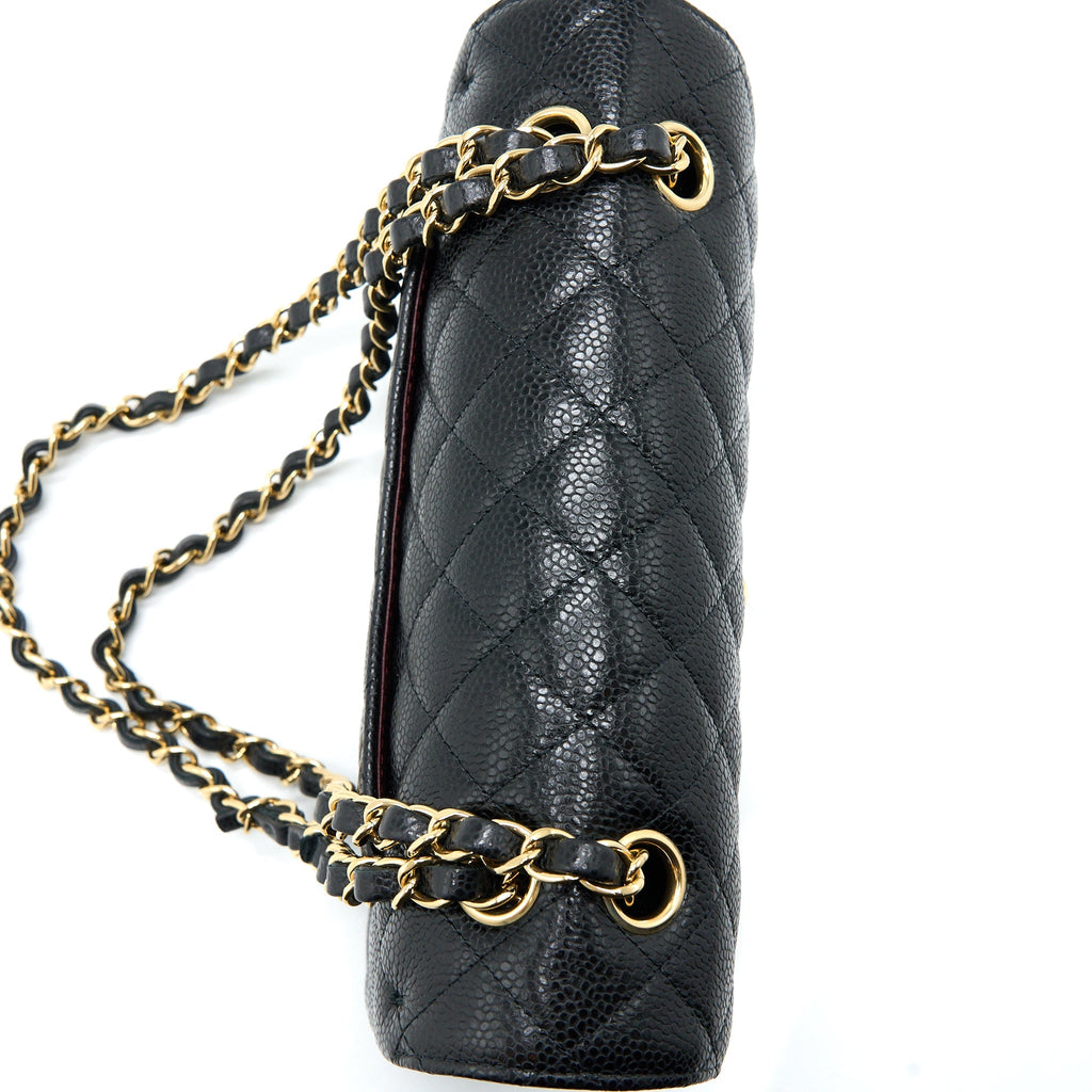 CHANEL SMALL CLASSIC DOUBLE FLAP BAG CAVIAR BLACK GHW (MICROCHIP)