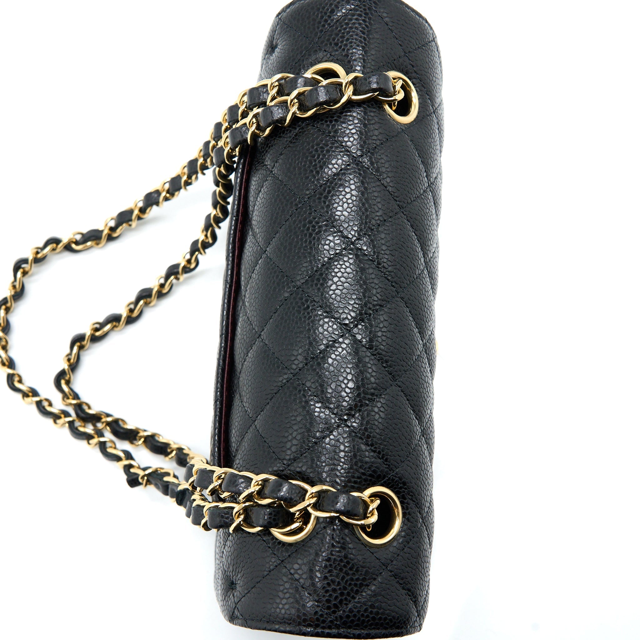 CHANEL SMALL CLASSIC DOUBLE FLAP BAG CAVIAR BLACK GHW (MICROCHIP)