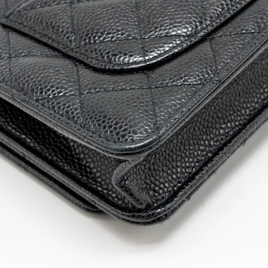 CHANEL CLASSIC WALLET ON CHAIN CAVIAR BLACK SHW (MICROCHIP)