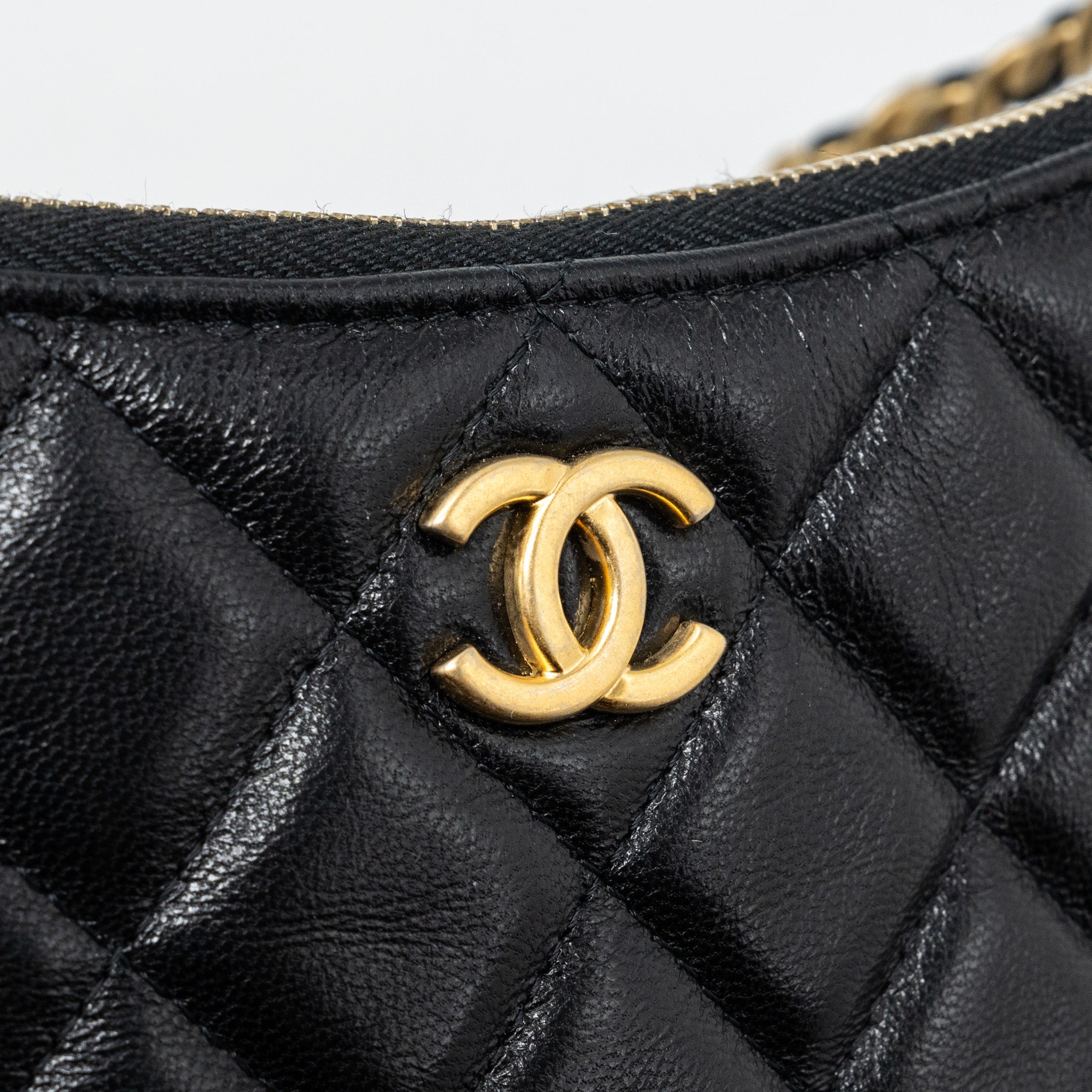 CHANEL MOON HOBO SHOULDER / CROSSBODY BAG GOATSKIN BLACK BRUSHED GHW (MICROCHIP)