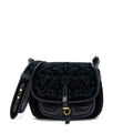 PRADA CORSAIRE HOBO BAG VELVET/LEATHER BLACK GHW
