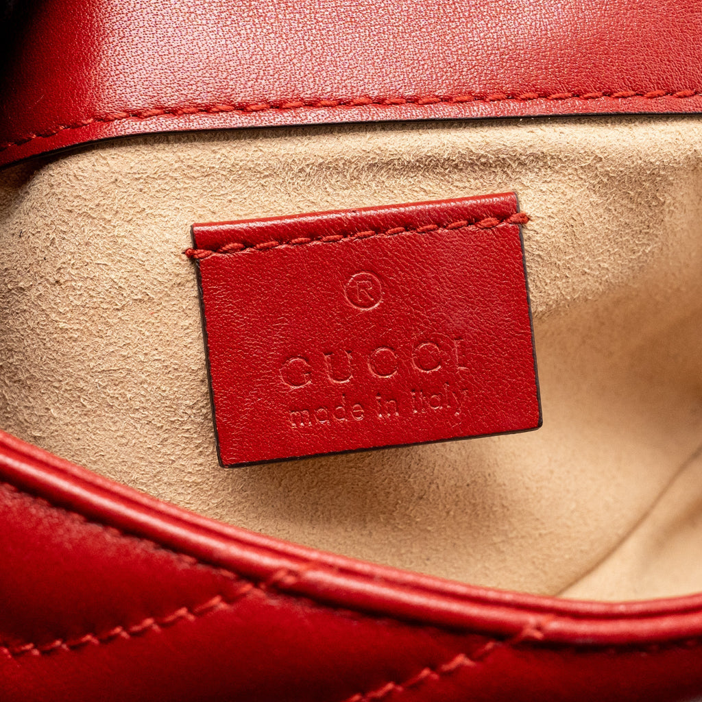 GUCCI GG MARMONT MINI BAG CALFSKIN RED BRUSHED GHW