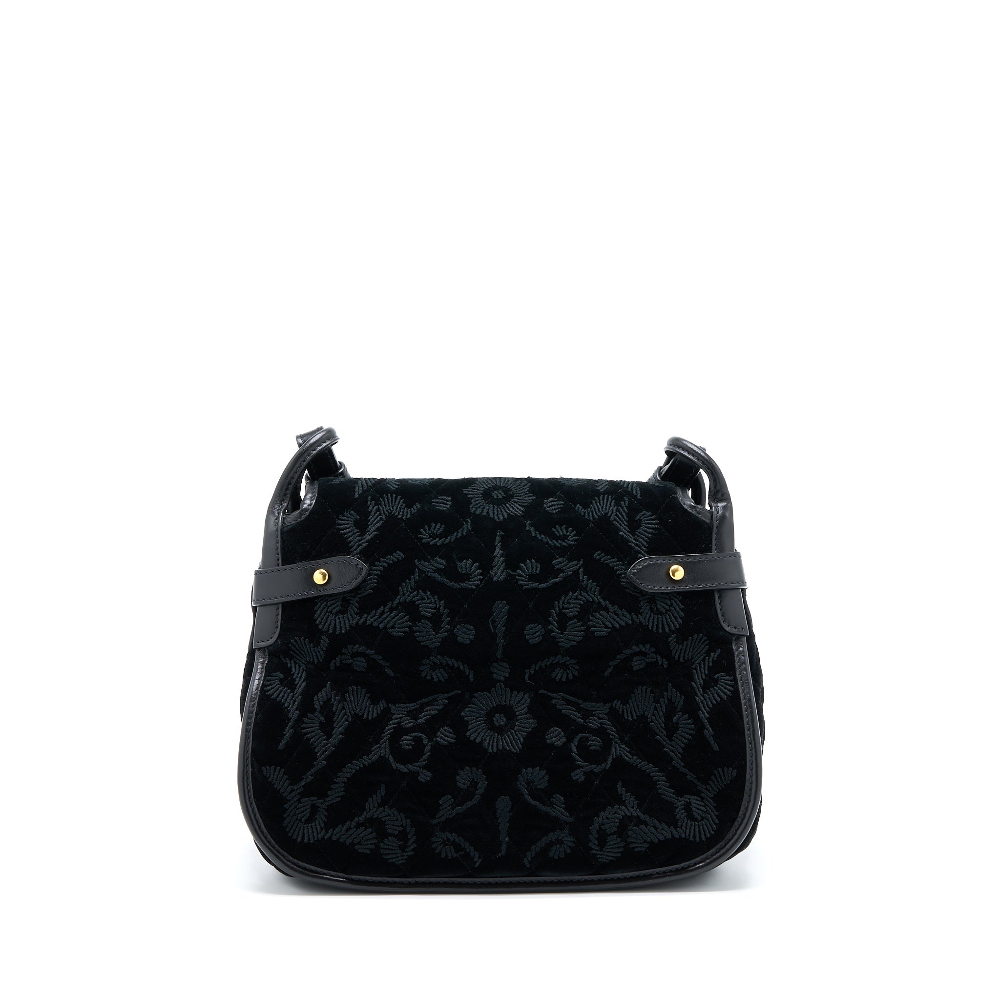 PRADA CORSAIRE HOBO BAG VELVET/LEATHER BLACK GHW