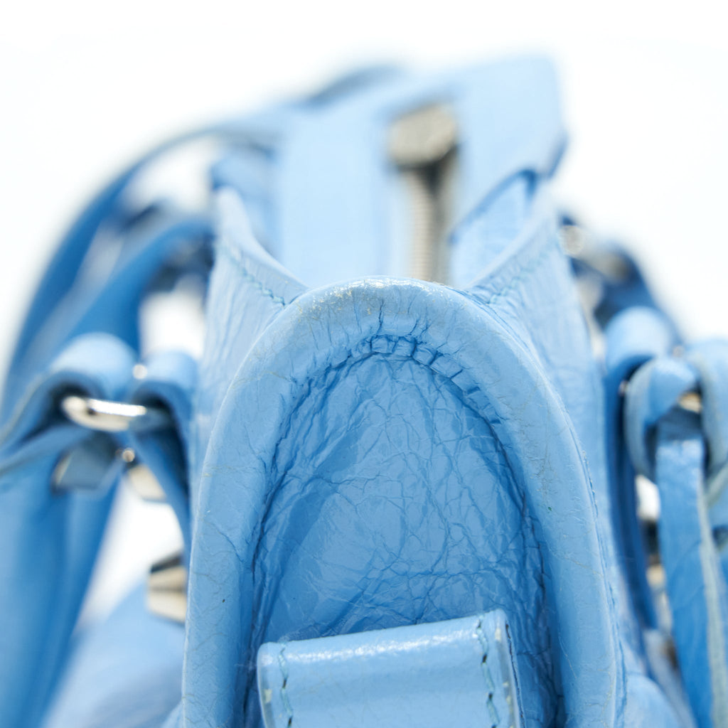 BALENCIAGA MINI CITY BAG LIGHT BLUE SHW