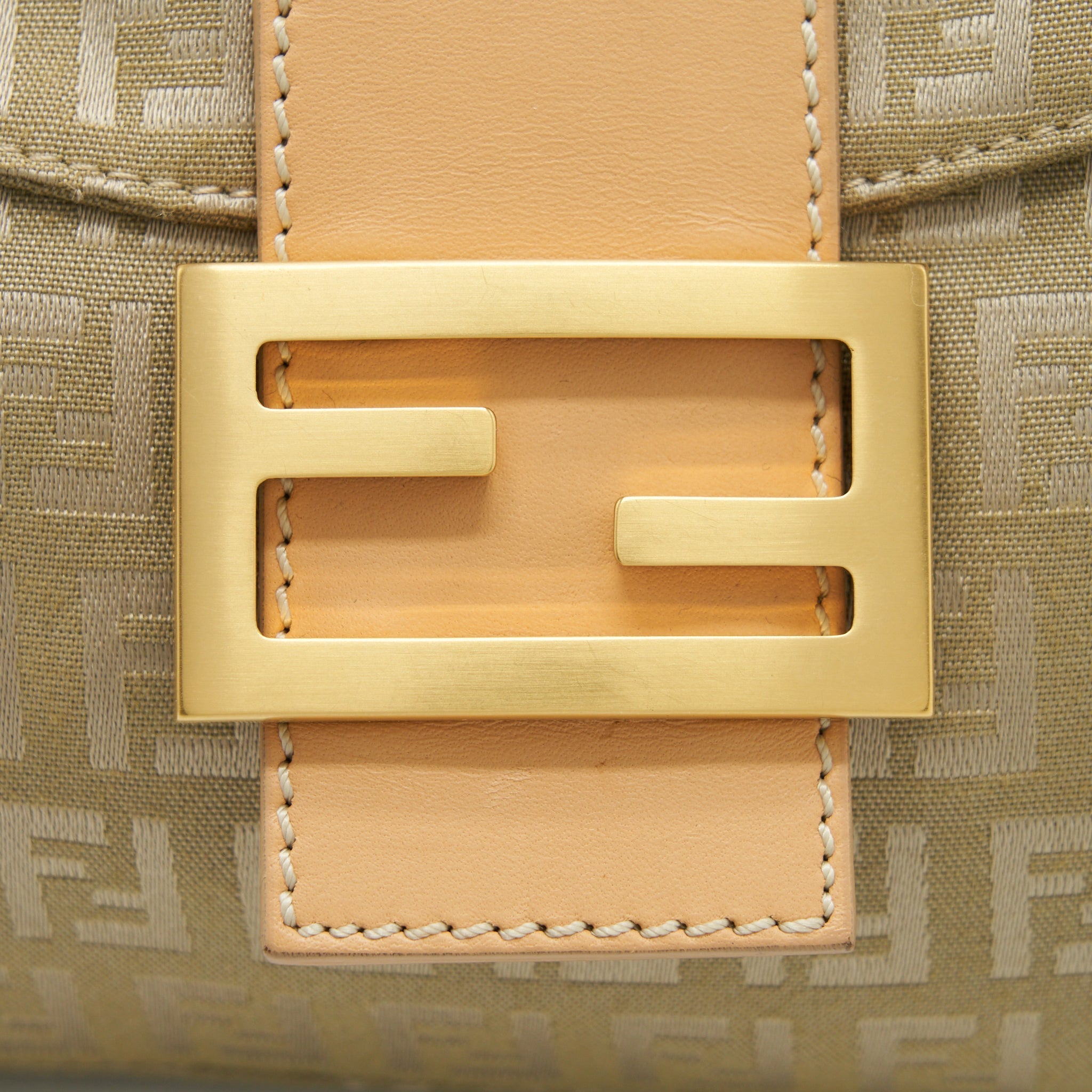 FENDI VINTAGE BAGUETTE FABRIC BEIGE GHW