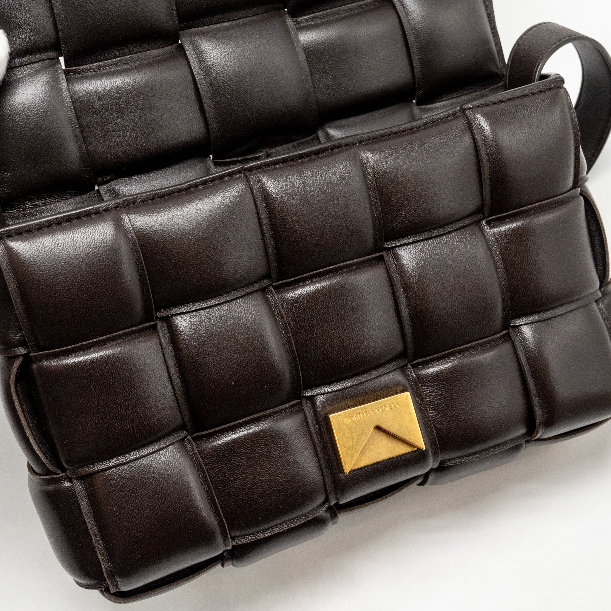 BOTTEGA VENETA PADDED CASSETTE LAMBSKIN BROWN GHW