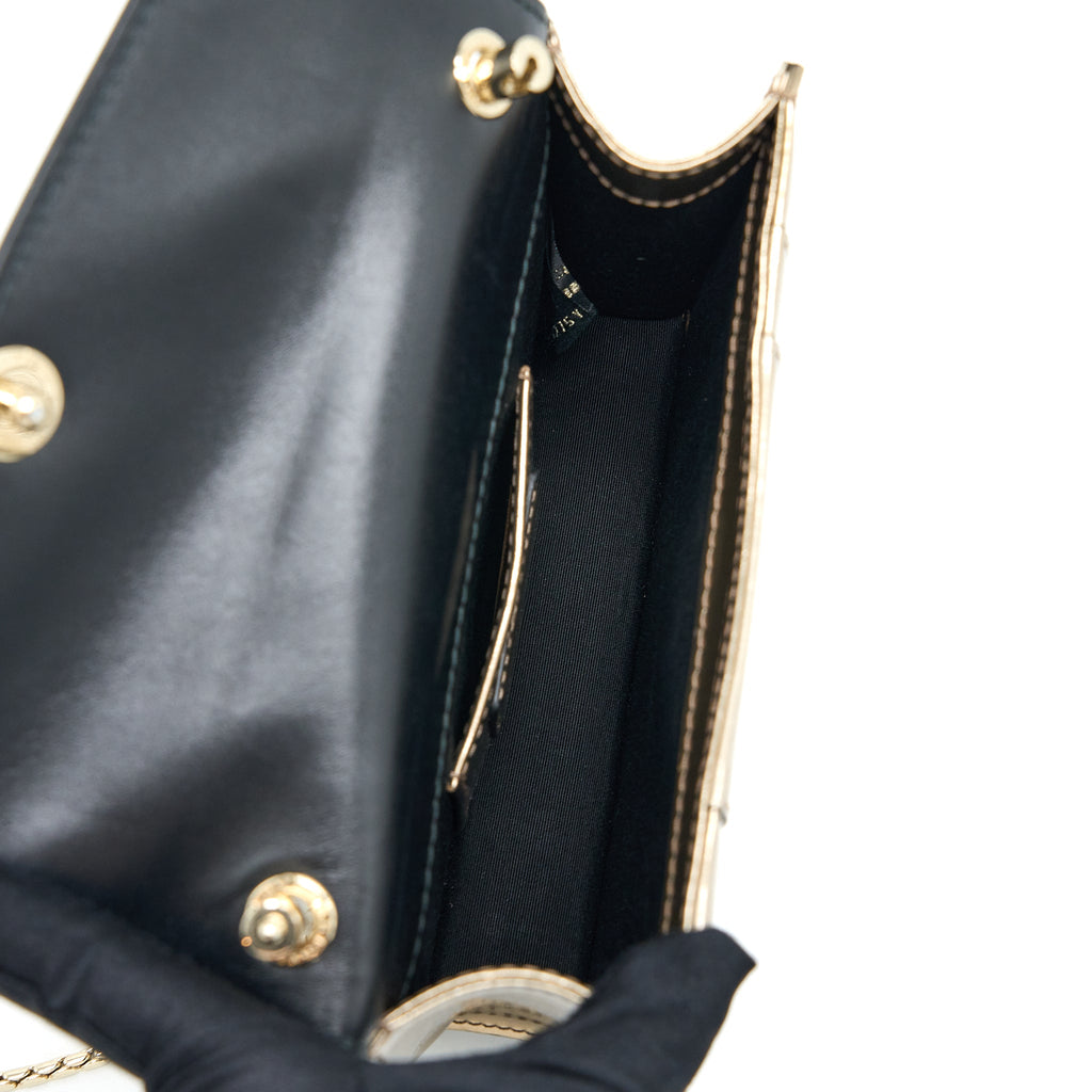 BVLGARI SERPENTI FOREVER SHOULDER BAG PATENT METALLIC GOLD GHW