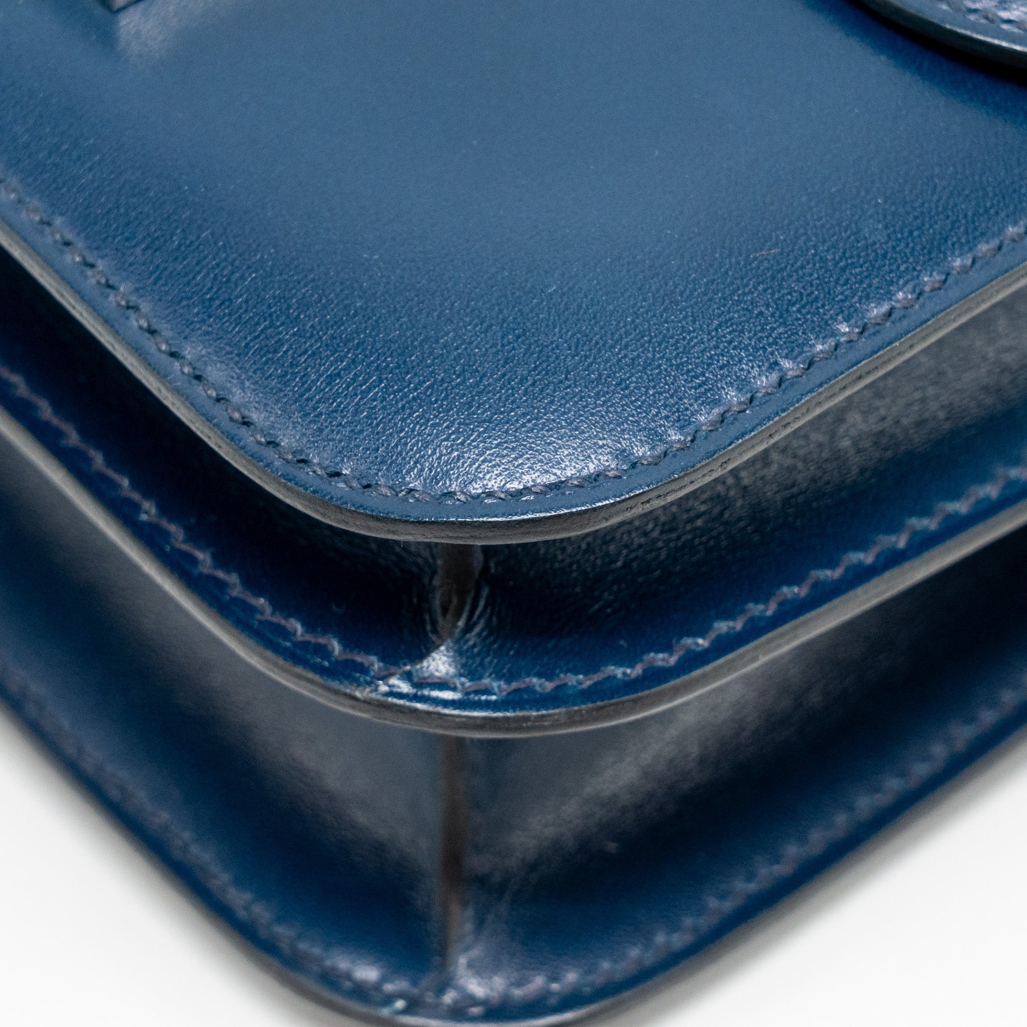 HERMES MINI CONSTANCE BOX LEATHER BLUE DE PERUSES SHW