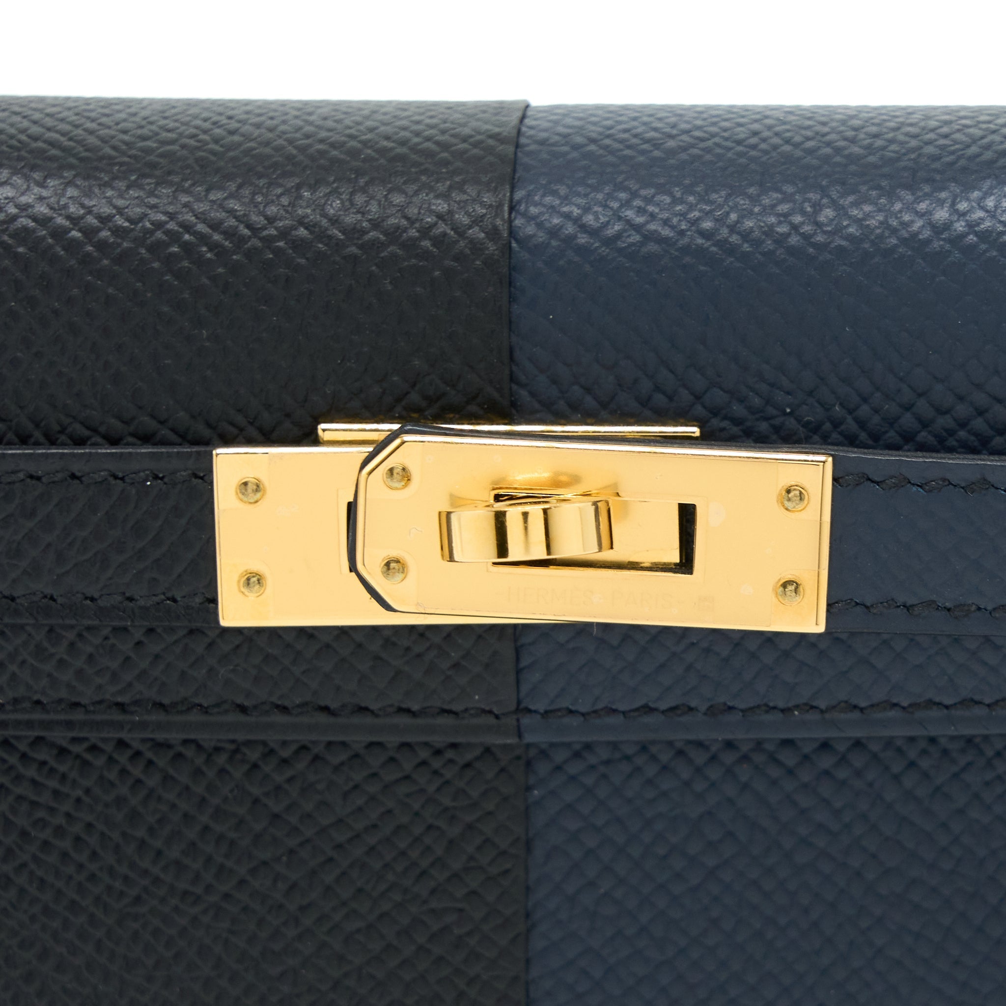 HERMES MINI KELLY EPSOM BLUE INDIGO/BLACK/ROUGE GRENAT GHW