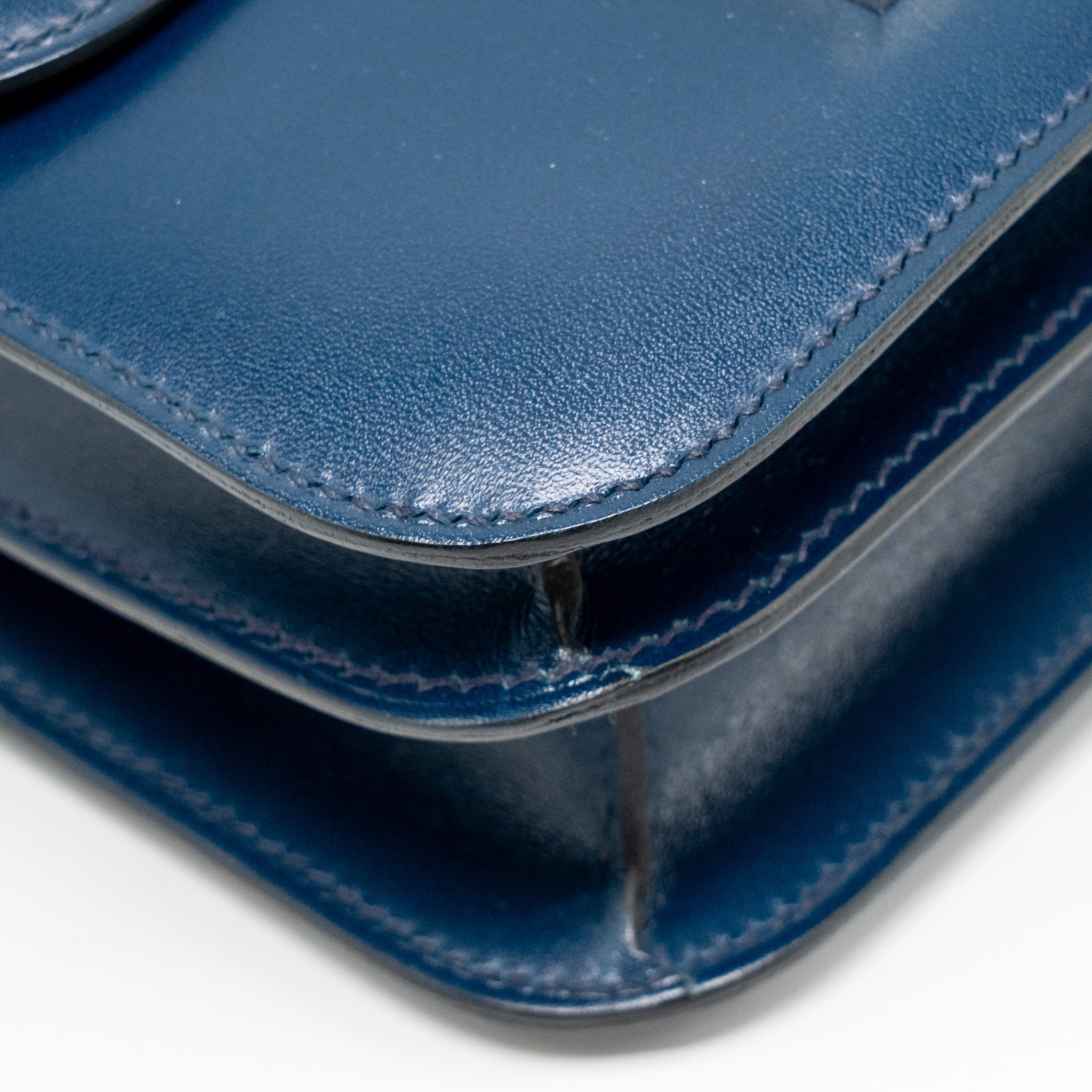 HERMES MINI CONSTANCE BOX LEATHER BLUE DE PERUSES SHW