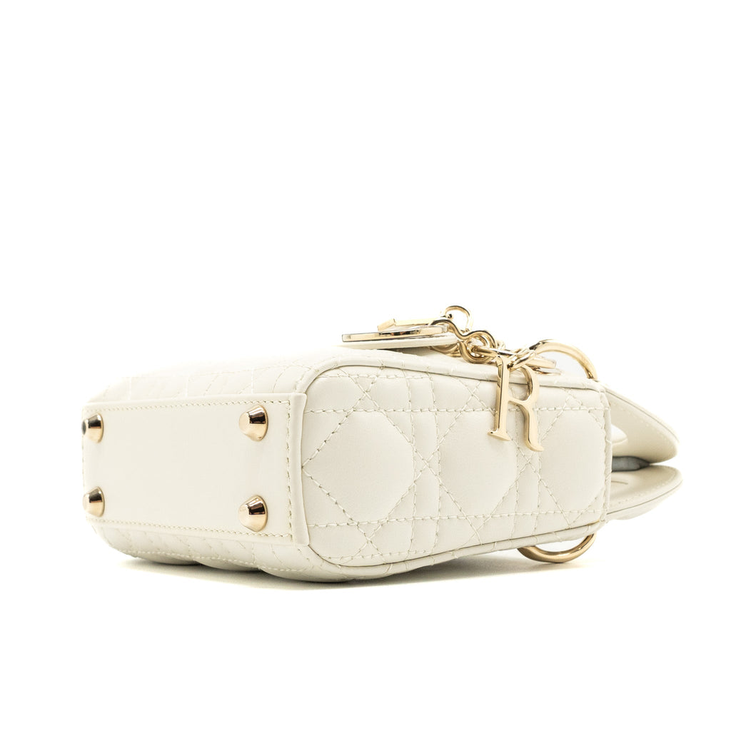 DIOR MICRO LADY DIOR BAG LAMBSKIN WHITE LGHW