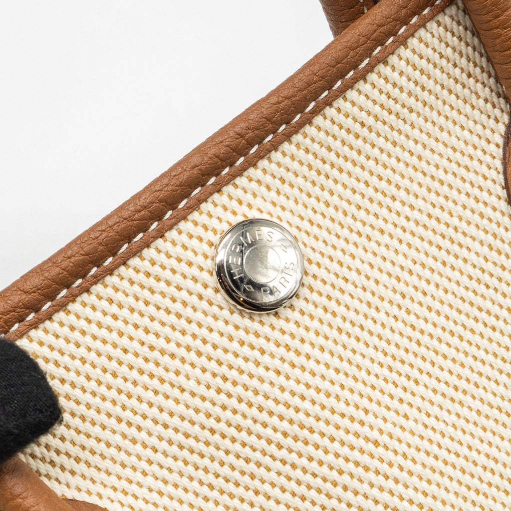 HERMES GARDEN PARTY 30 CANVAS/NEGONDA ECRU/DESERT/GOLD SHW